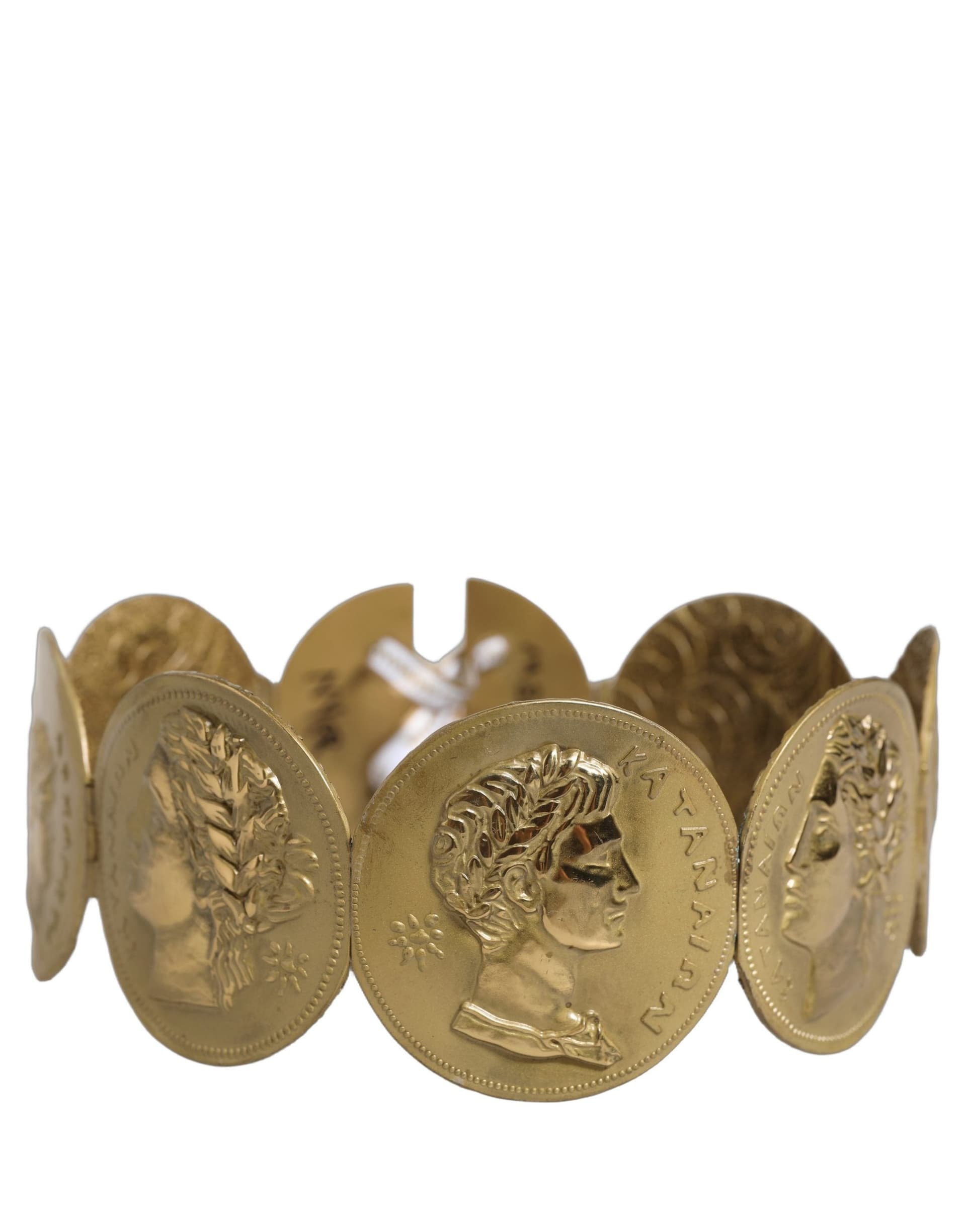 Dolce & Gabbana Gold Tone Brass Coin Metal Waist Cintura Belt - 2