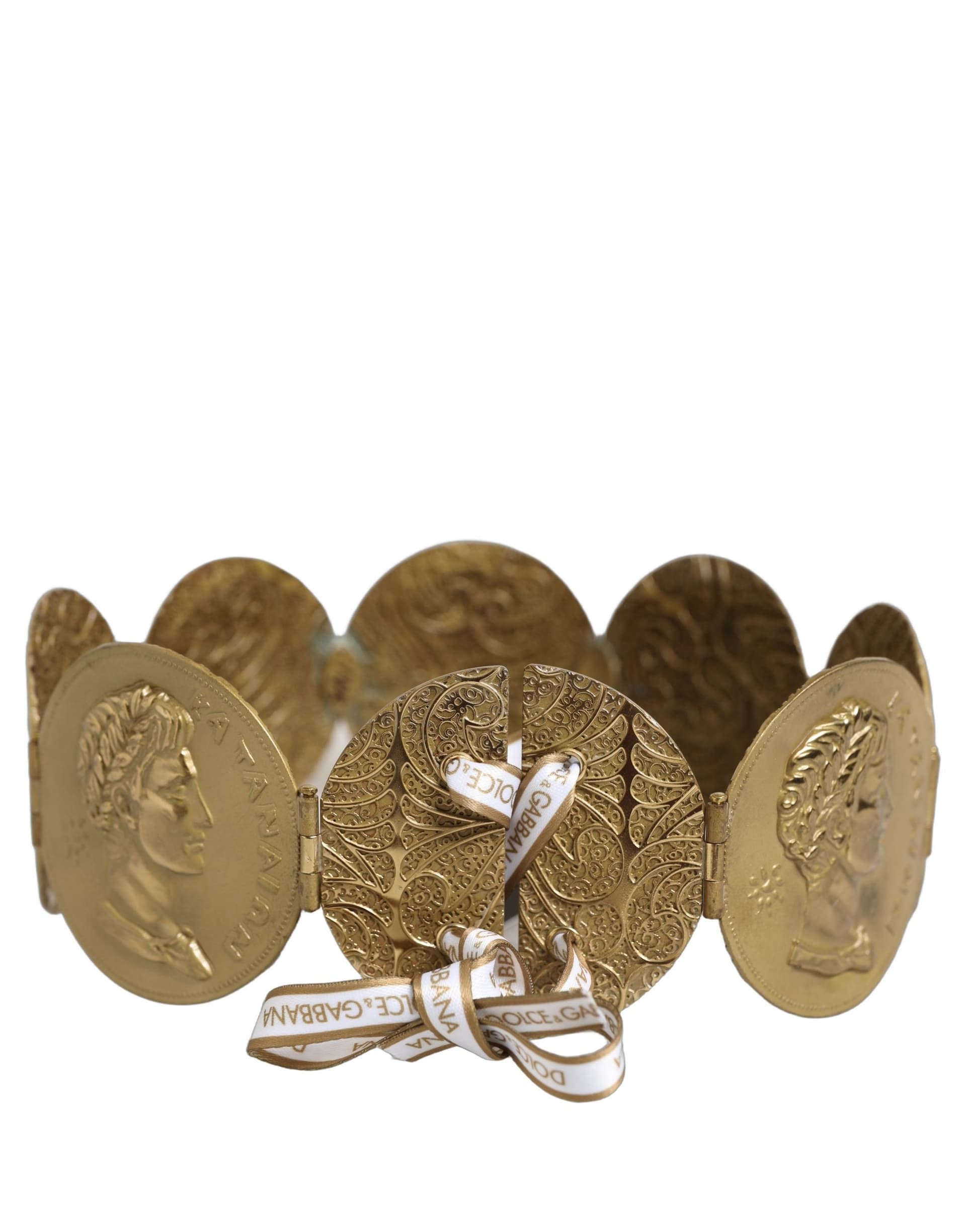 Dolce & Gabbana Gold Tone Brass Coin Metal Waist Cintura Belt - 3
