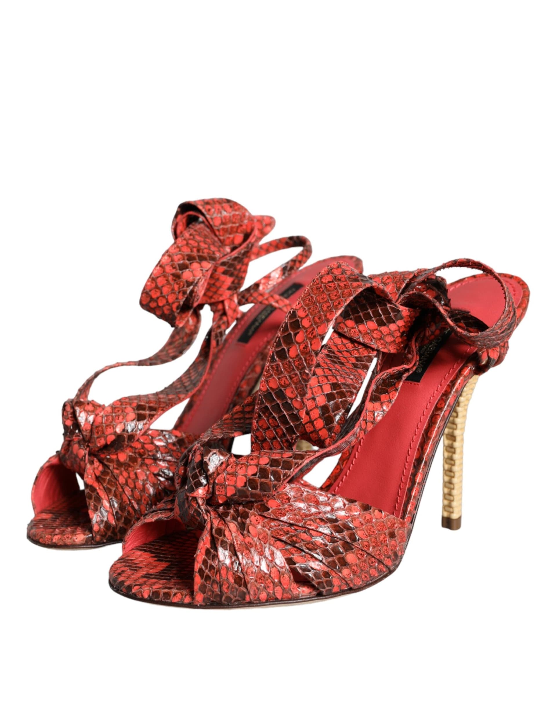 Dolce & Gabbana Coral Exotic Leather Heels Sandals Shoes - 2
