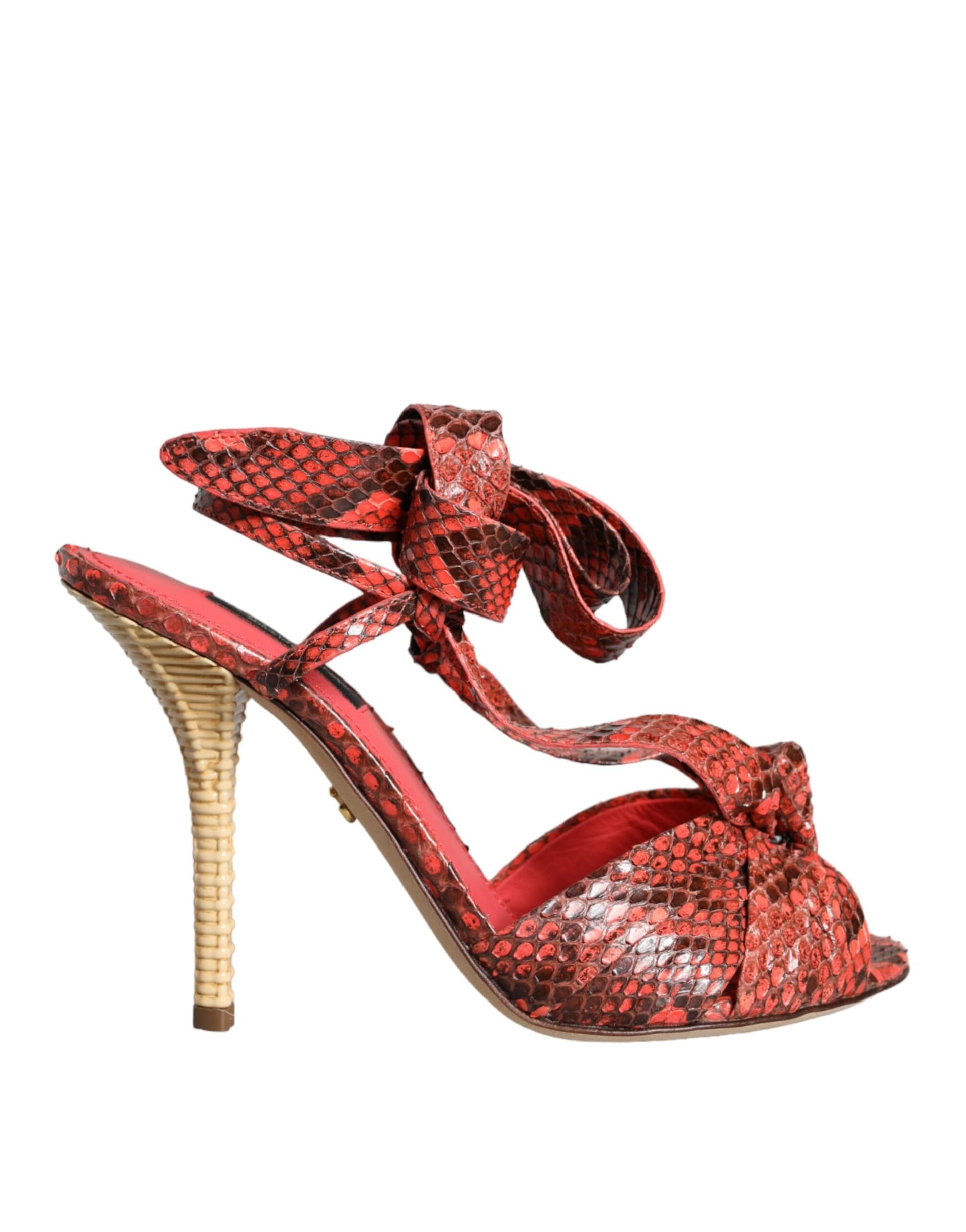 Dolce & Gabbana Coral Exotic Leather Heels Sandals Shoes - 3