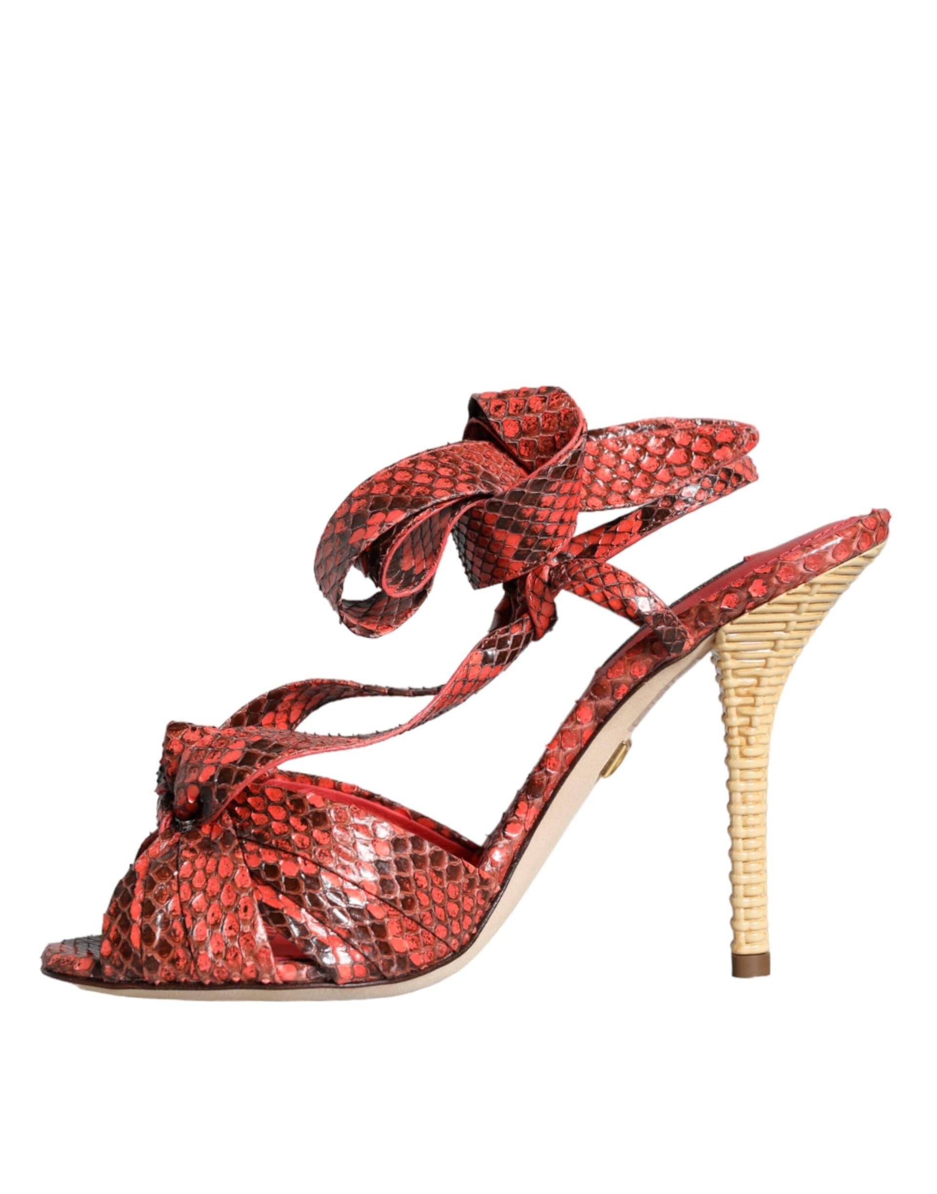 Dolce & Gabbana Coral Exotic Leather Heels Sandals Shoes - 4