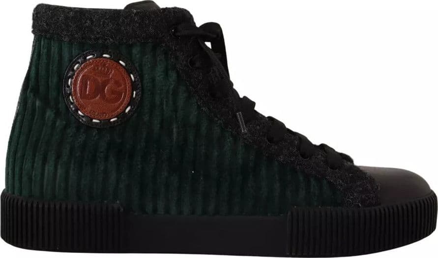 Dolce & Gabbana Green Corduroy High Tops Sneakers Mens Casual Shoes - 2