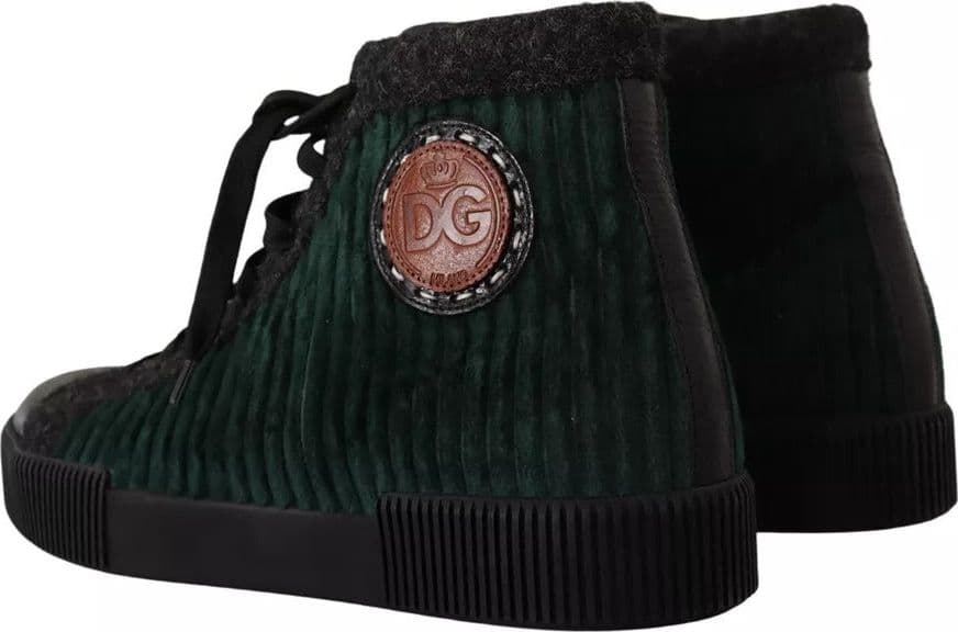 Dolce & Gabbana Green Corduroy High Tops Sneakers Mens Casual Shoes - 4