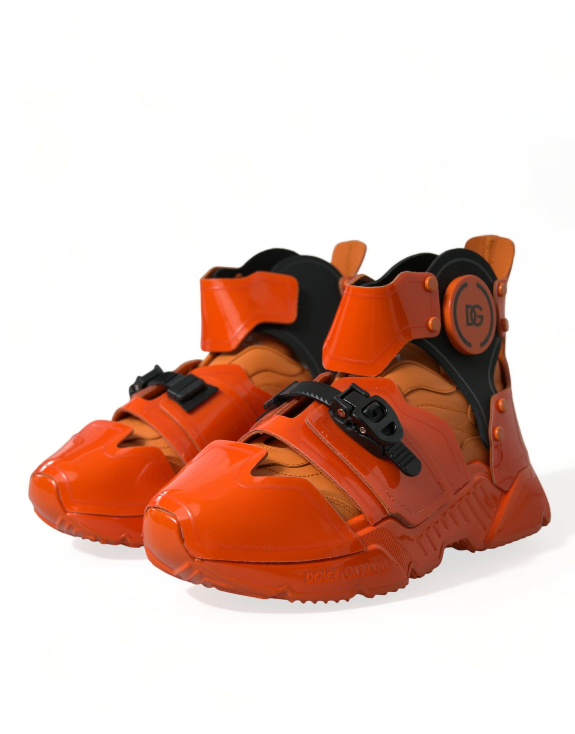 Dolce & Gabbana Orange Multi Panel Chunky High Top Sneakers Shoes - 2