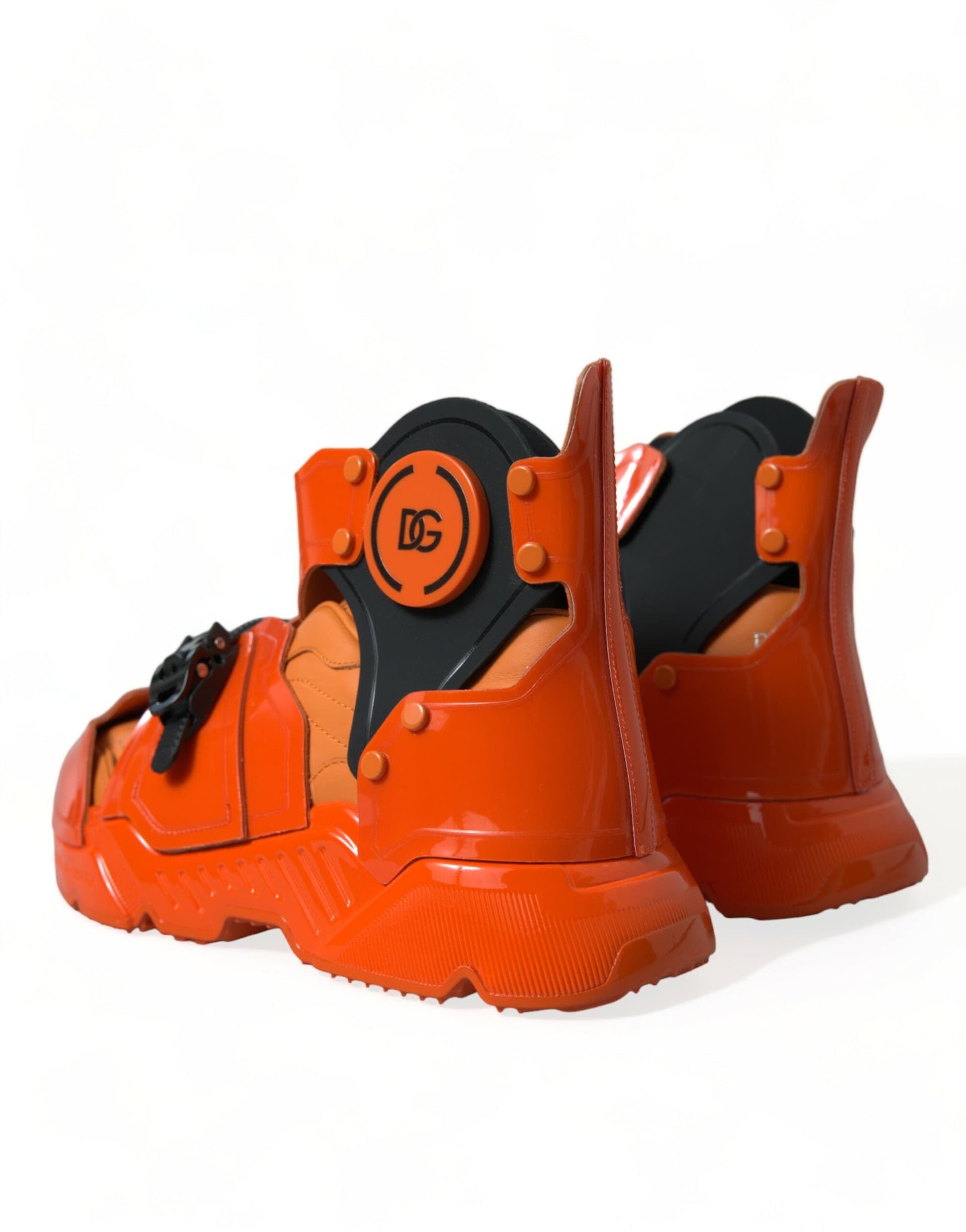 Dolce & Gabbana Orange Multi Panel Chunky High Top Sneakers Shoes - 3