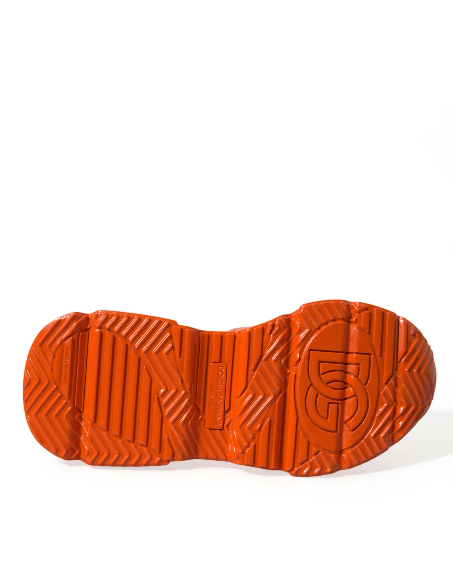 Dolce & Gabbana Orange Multi Panel Chunky High Top Sneakers Shoes - 6