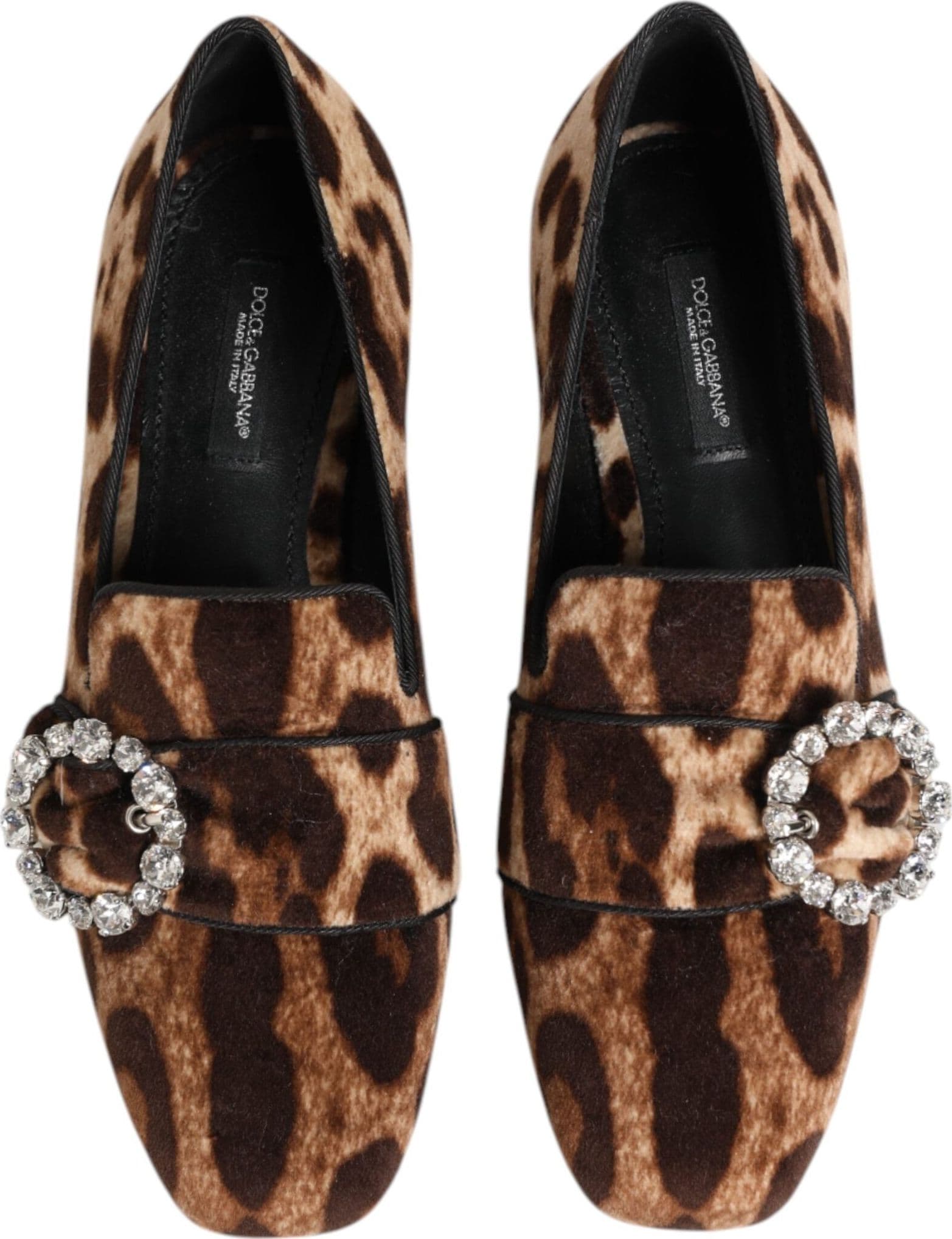 Dolce & Gabbana Brown Leopard Print Crystals Loafers Flats Shoes - 2