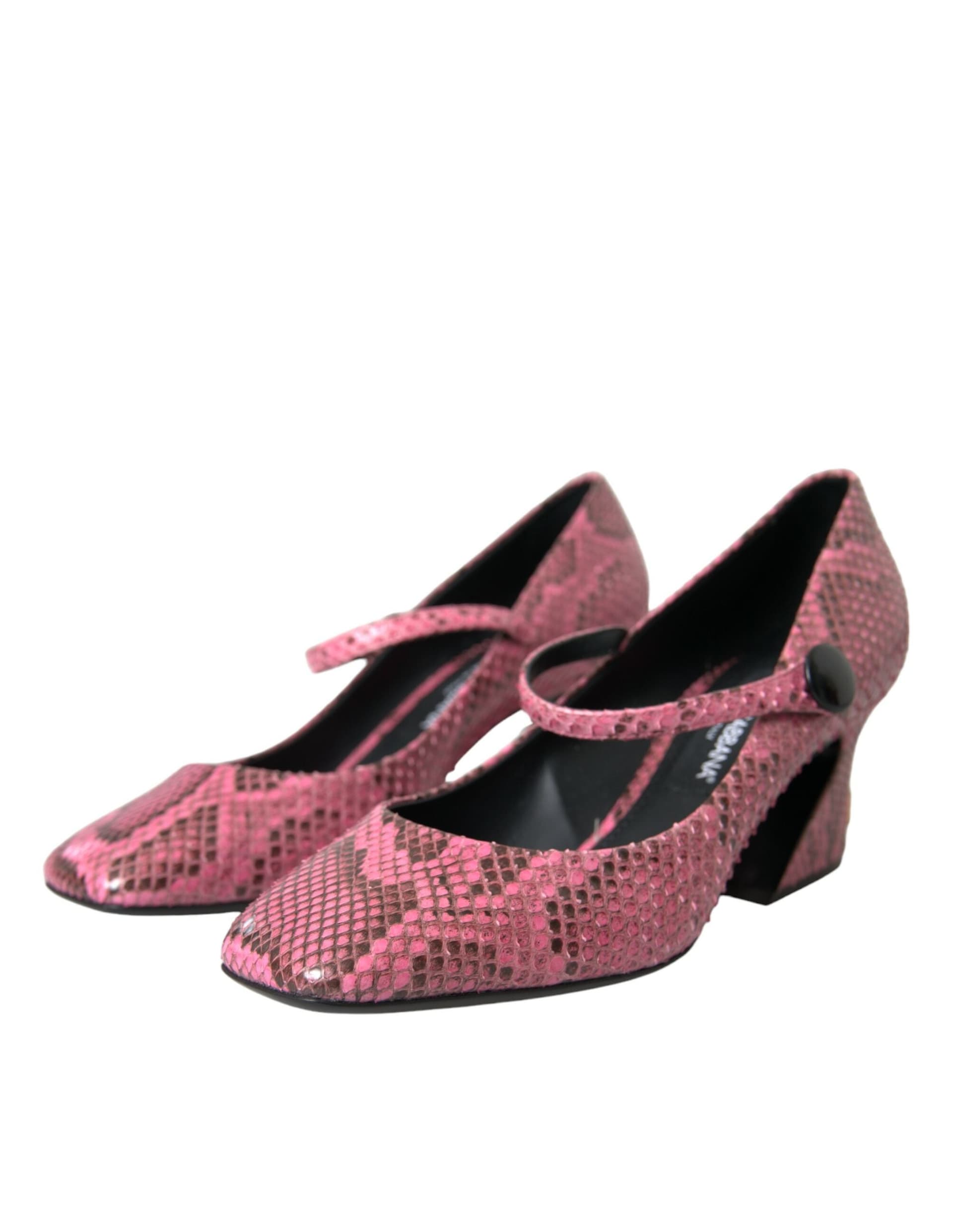 Dolce & Gabbana Pink Python Leather Mary Jane Heels Shoes - 2