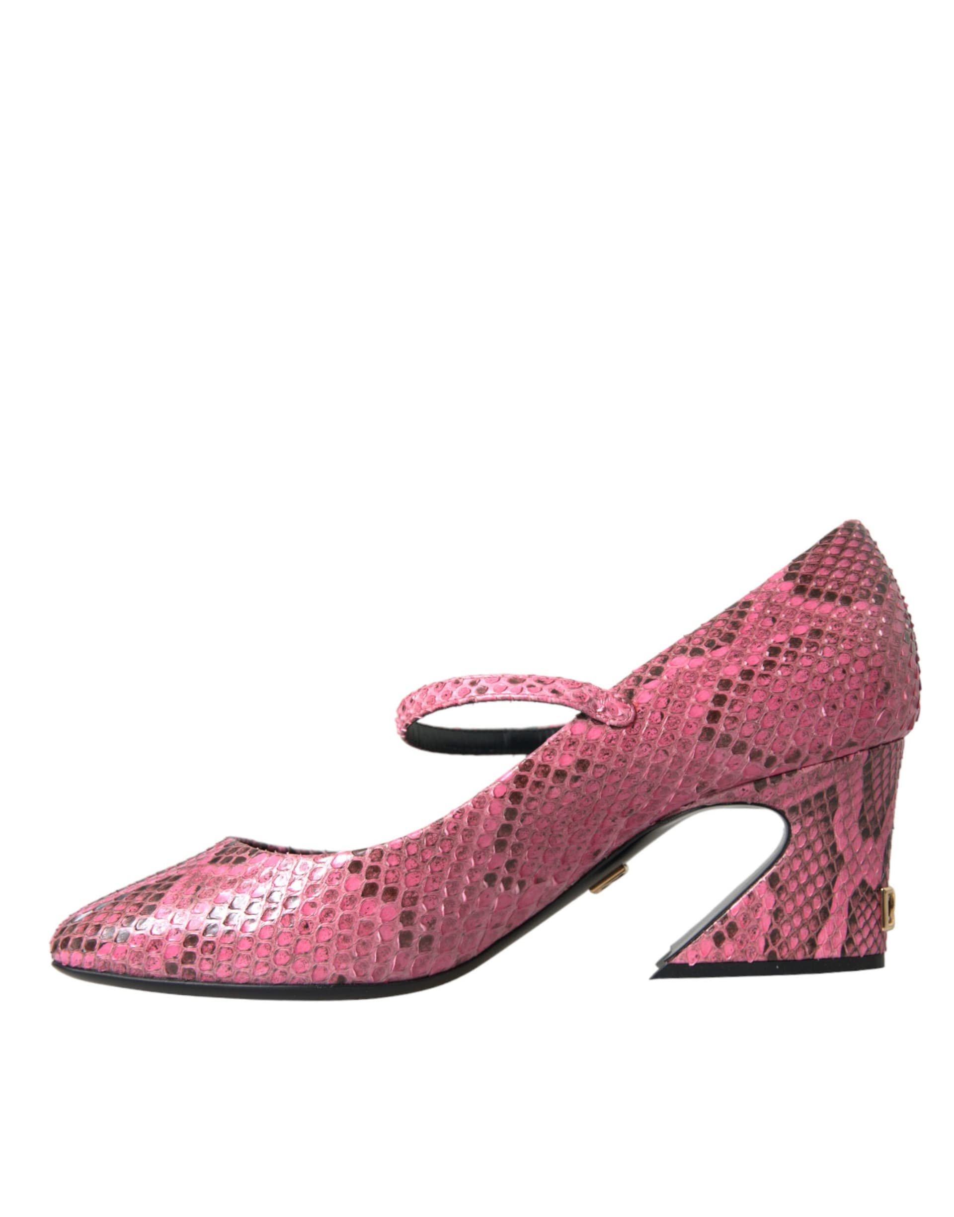 Dolce & Gabbana Pink Python Leather Mary Jane Heels Shoes - 4