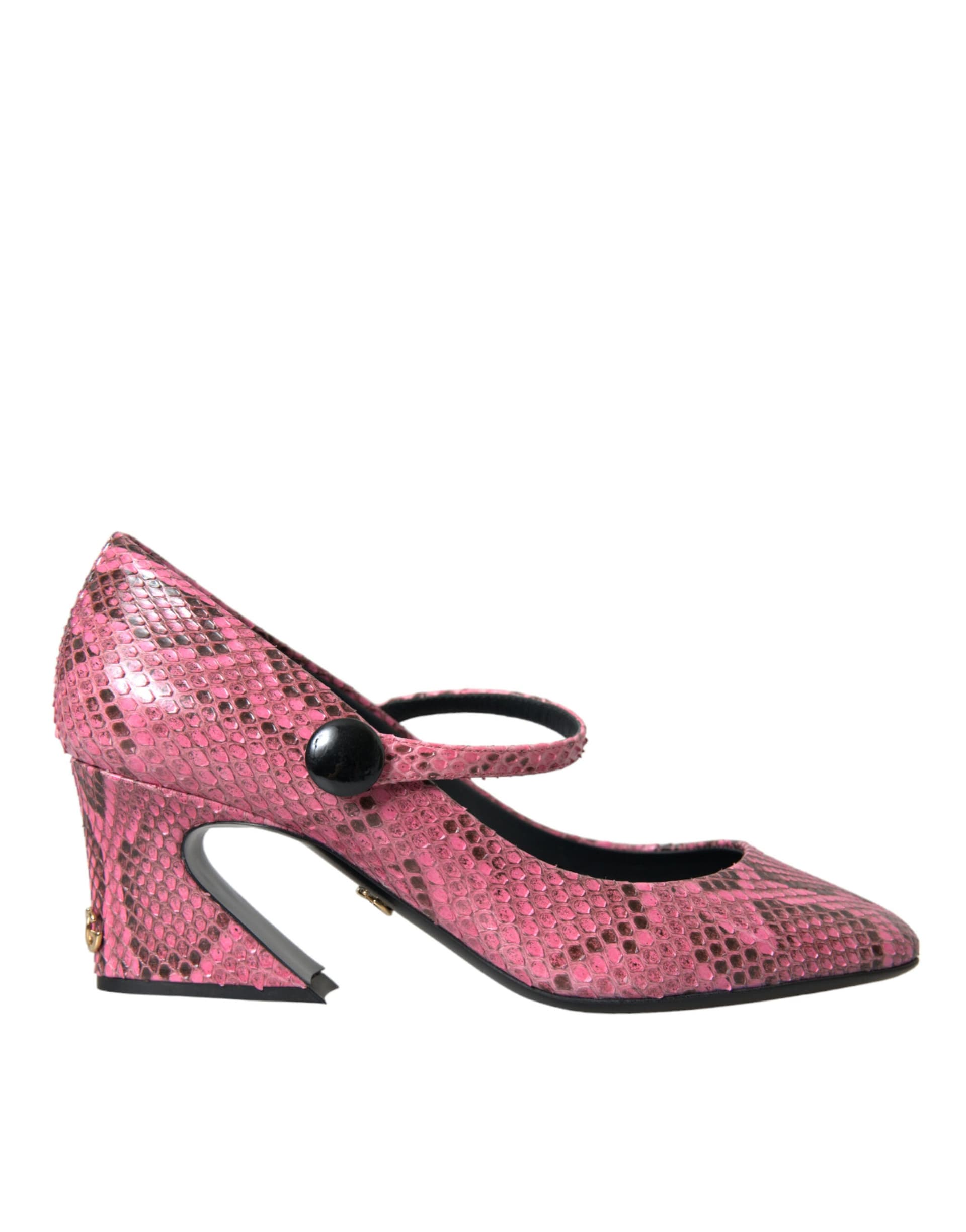 Dolce & Gabbana Pink Python Leather Mary Jane Heels Shoes - 5