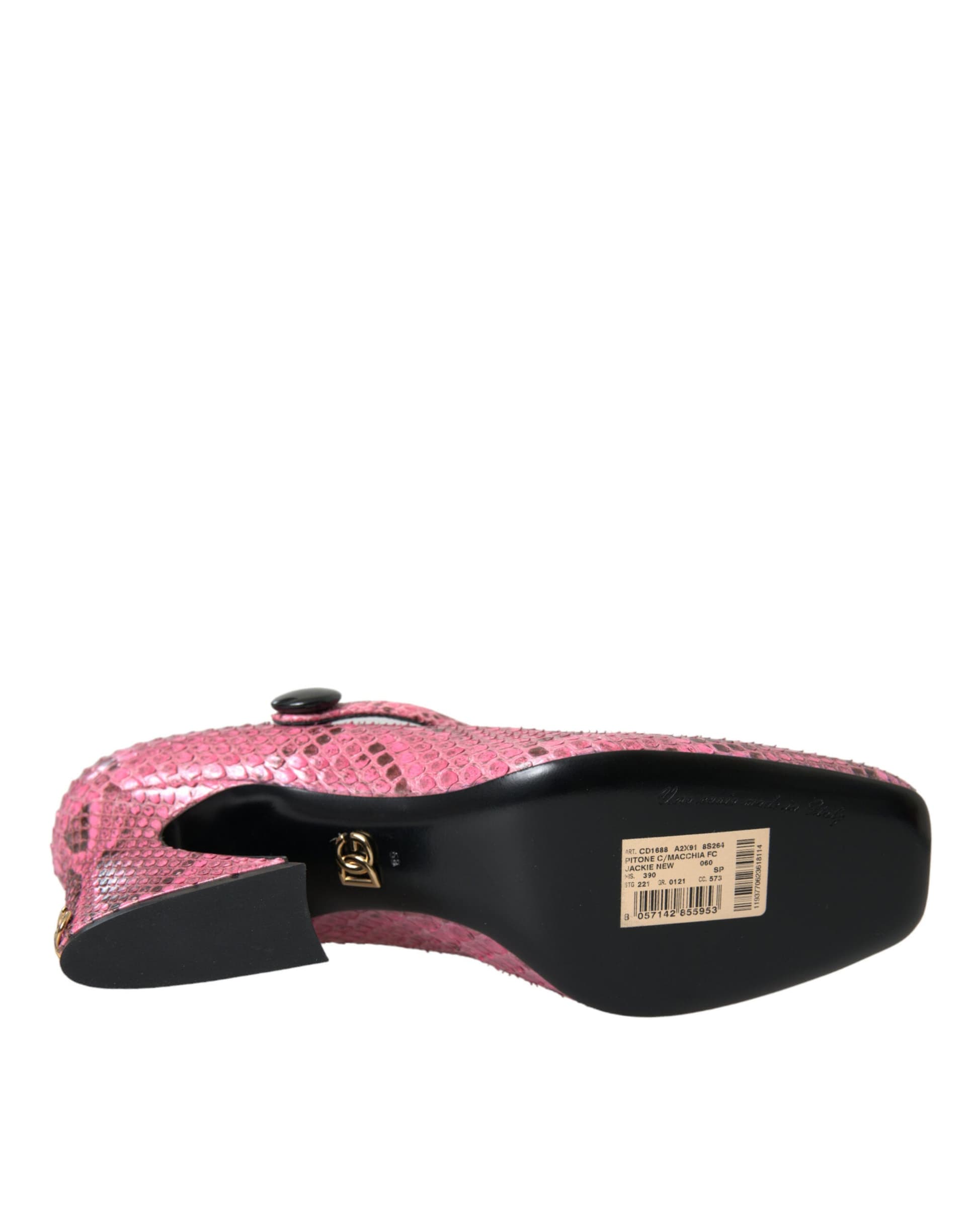 Dolce & Gabbana Pink Python Leather Mary Jane Heels Shoes - 6