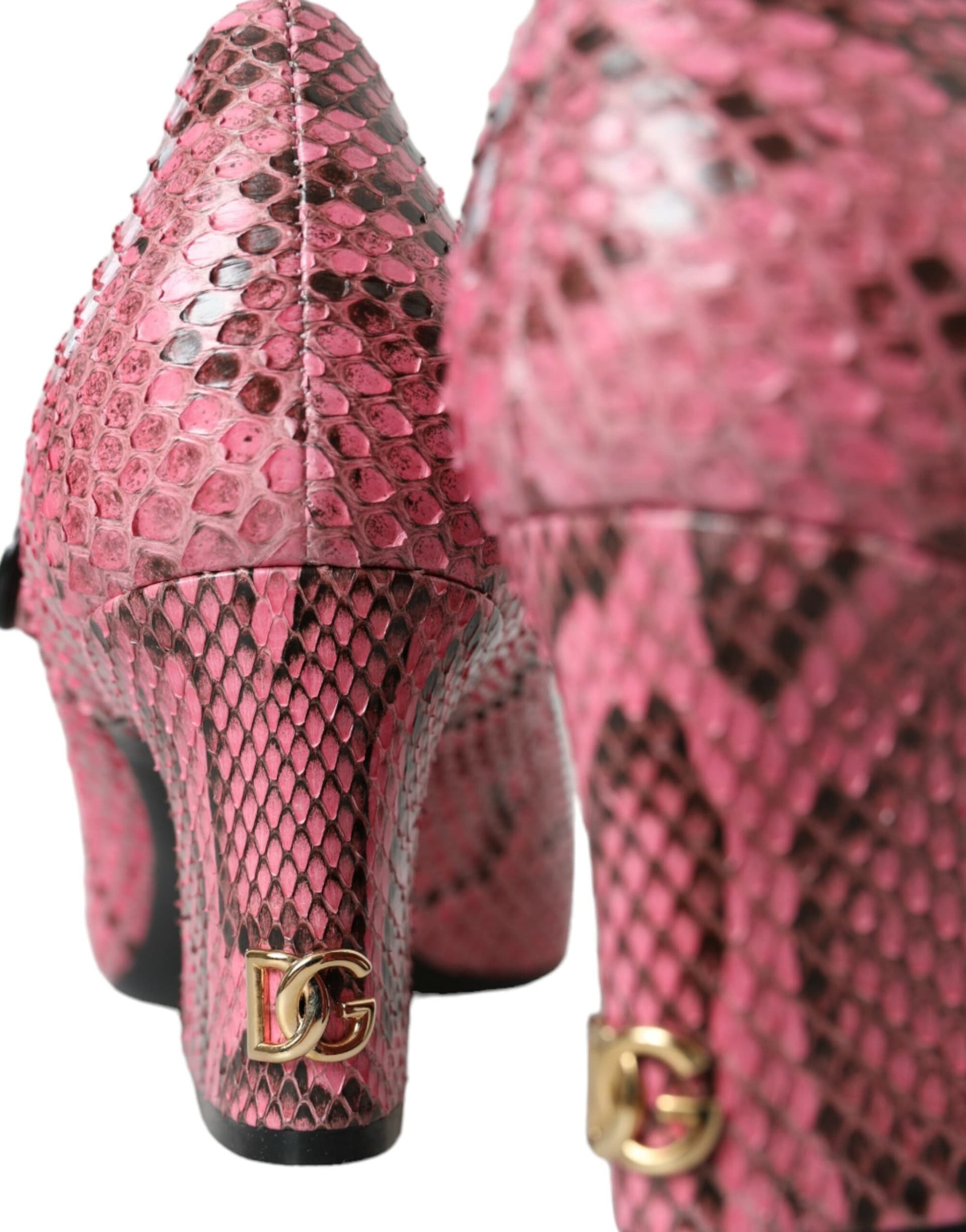 Dolce & Gabbana Pink Python Leather Mary Jane Heels Shoes - 7