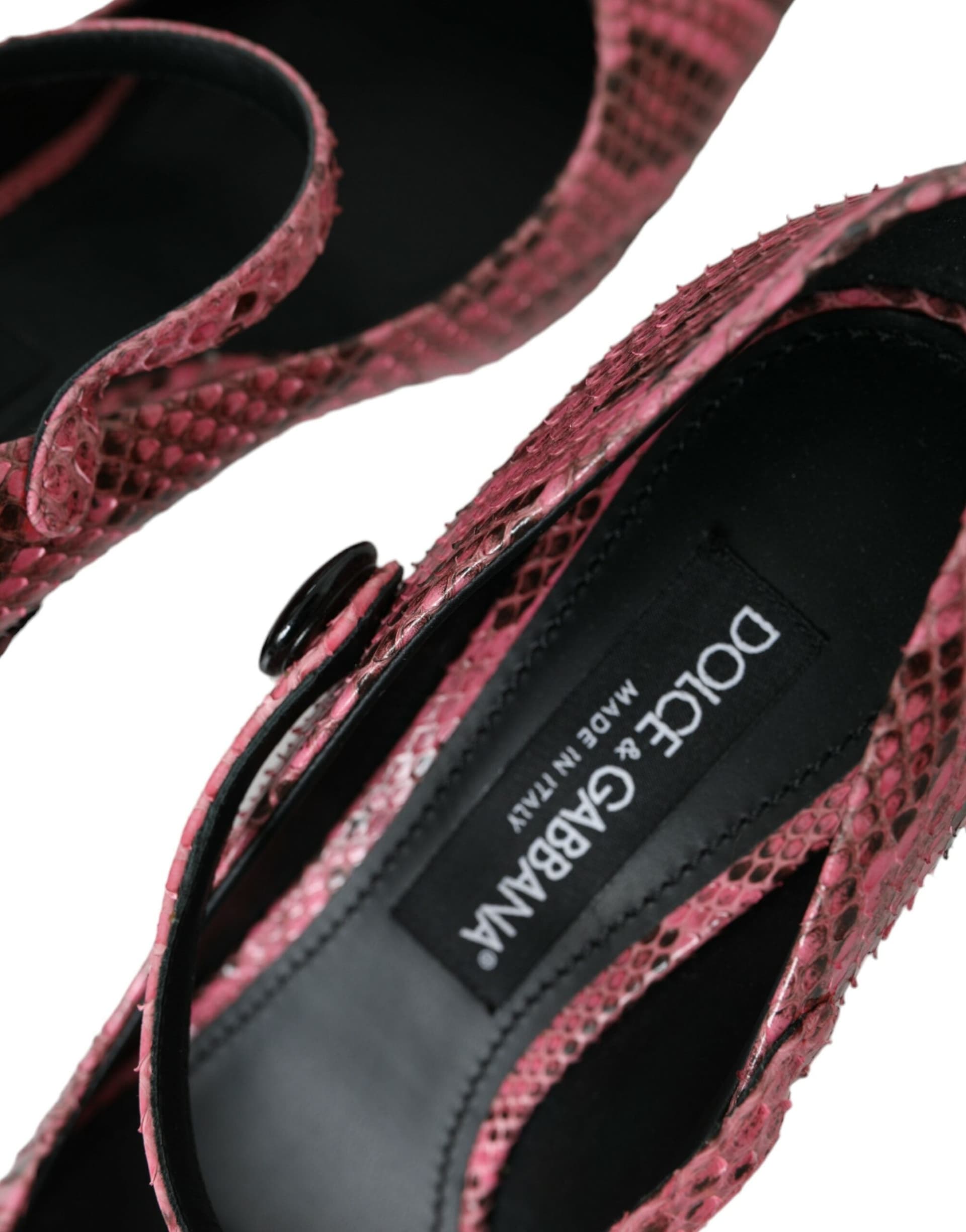 Dolce & Gabbana Pink Python Leather Mary Jane Heels Shoes - 8
