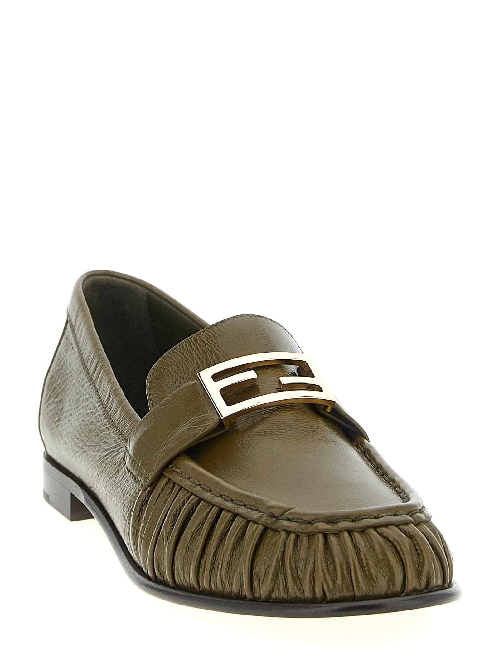 Fendi Bicolor Lamb Leather Slip-On Loafers - 2
