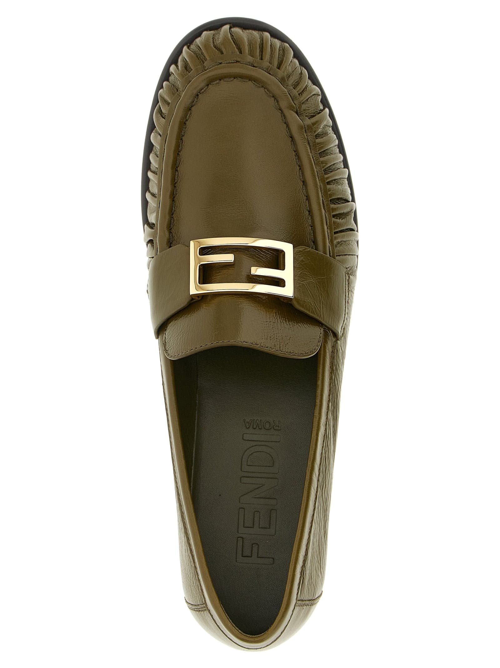 Fendi Bicolor Lamb Leather Slip-On Loafers - 4