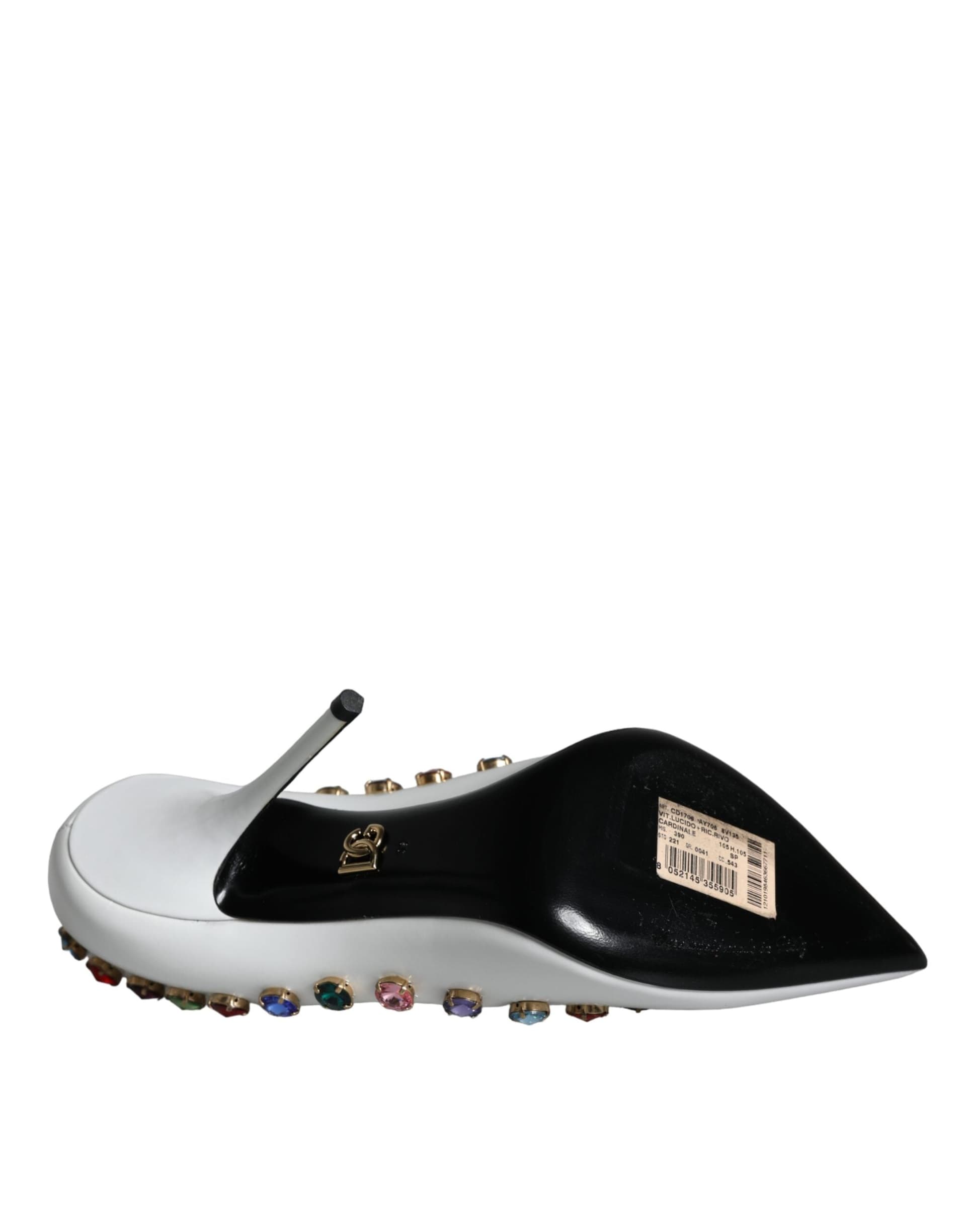 Dolce & Gabbana White Crystal Leather High Heels Pumps Shoes - 6
