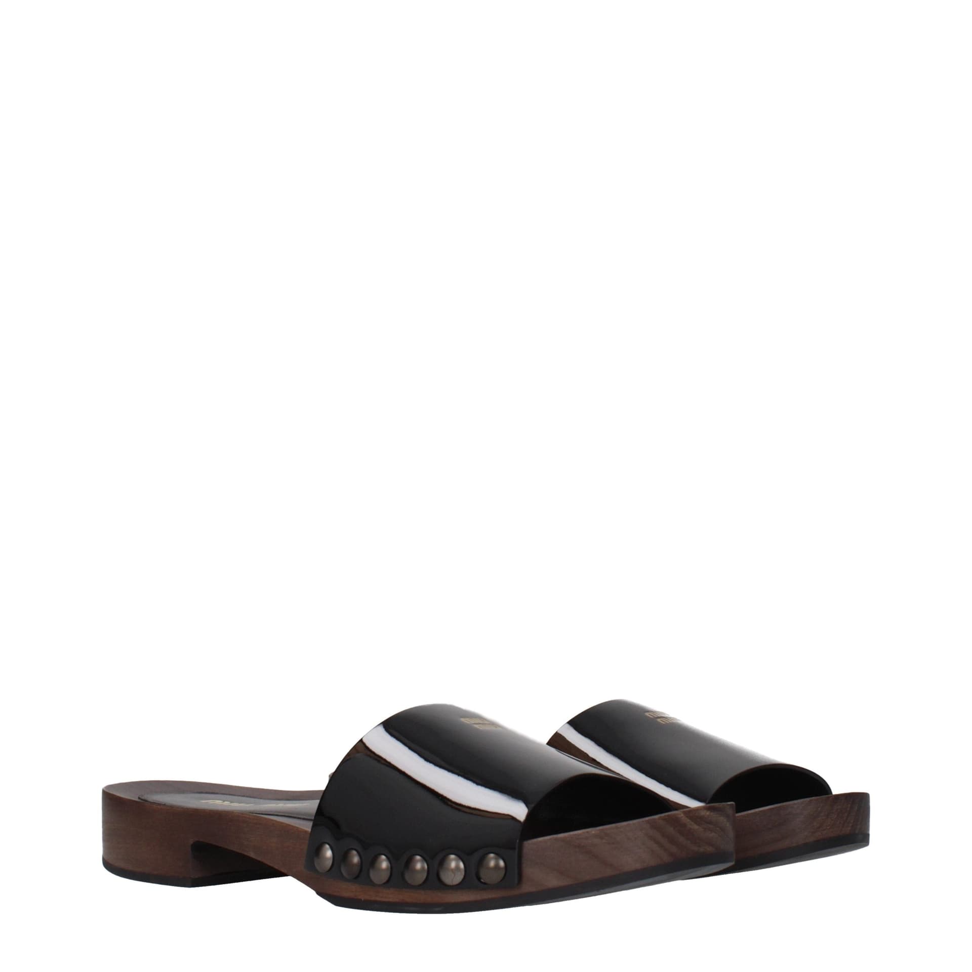 Miu Miu Black Leather Slippers - 2