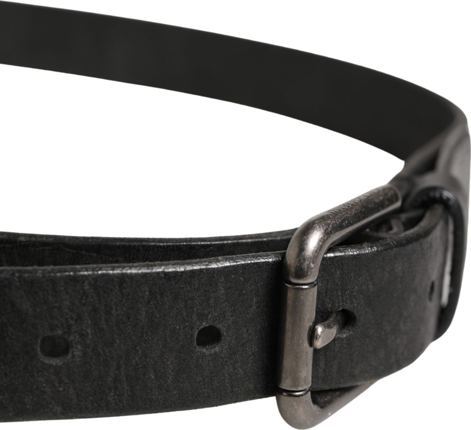 Dolce & Gabbana Men Black Calfskin Leather Metal Buckle Belt - 2