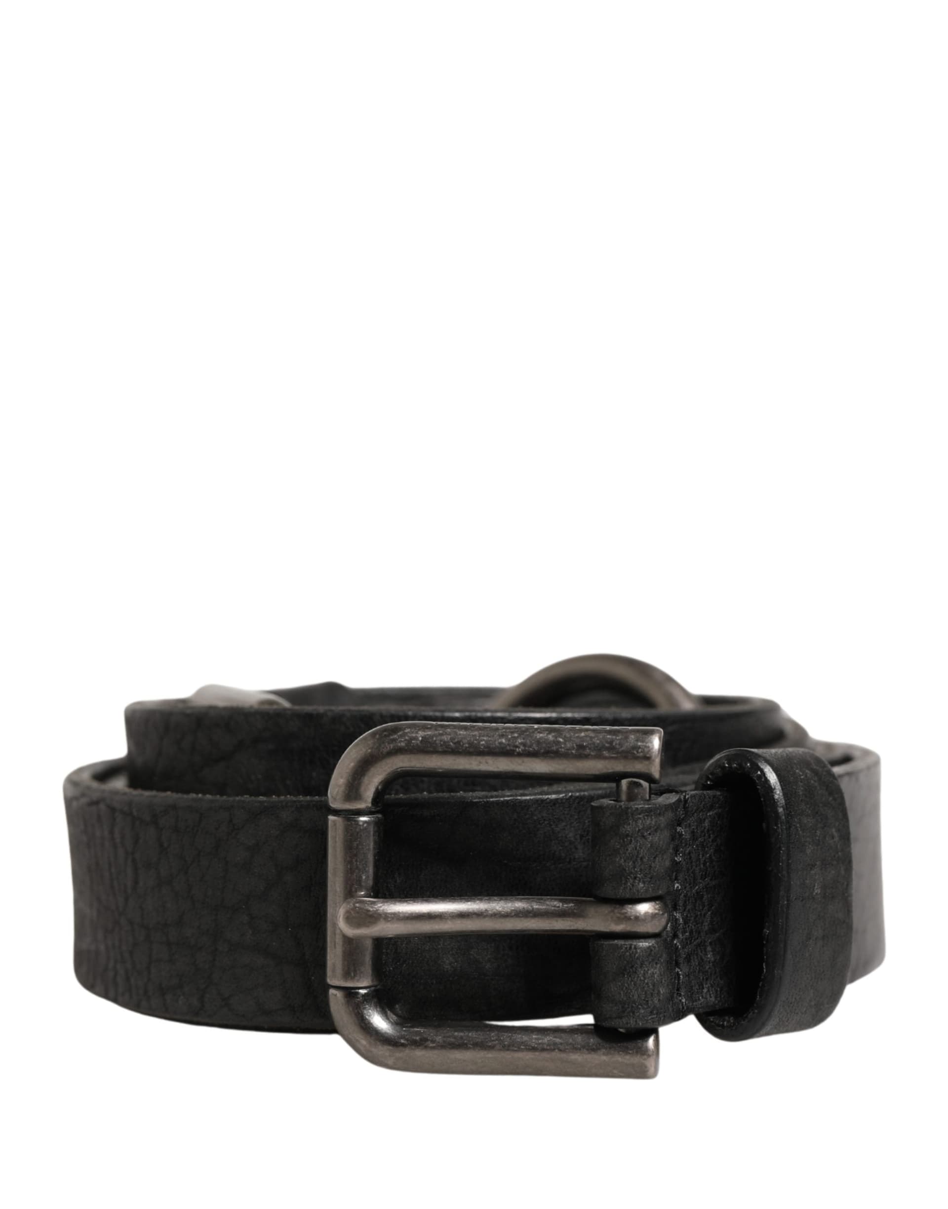 Dolce & Gabbana Men Black Calfskin Leather Metal Buckle Belt - 3