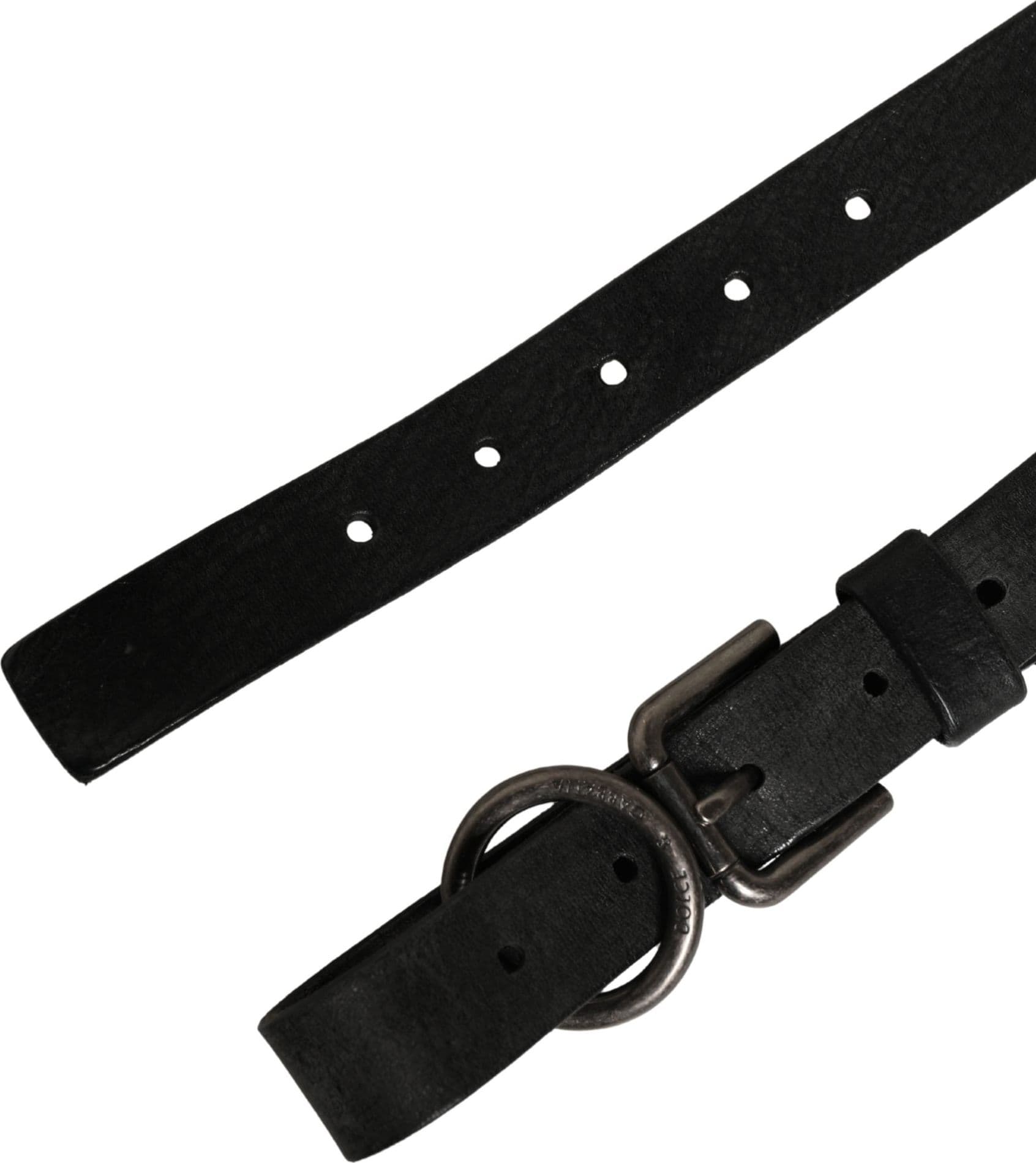 Dolce & Gabbana Men Black Calfskin Leather Metal Buckle Belt - 5