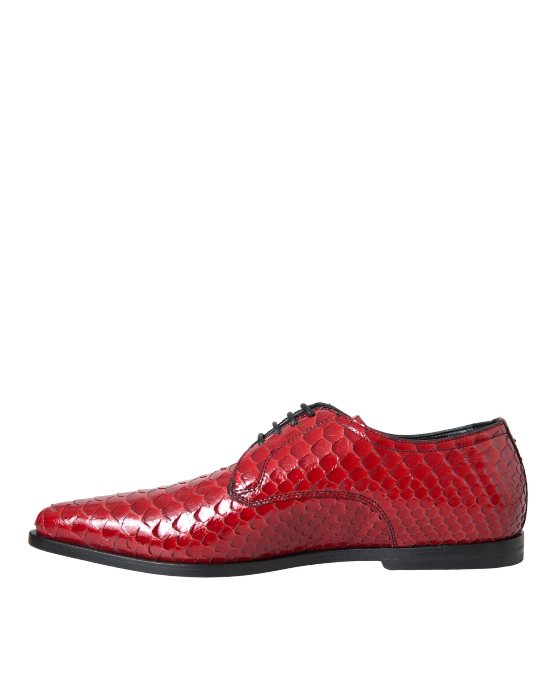 Dolce & Gabbana Red Textured Varnished Derby Men Formal Shoes - 4