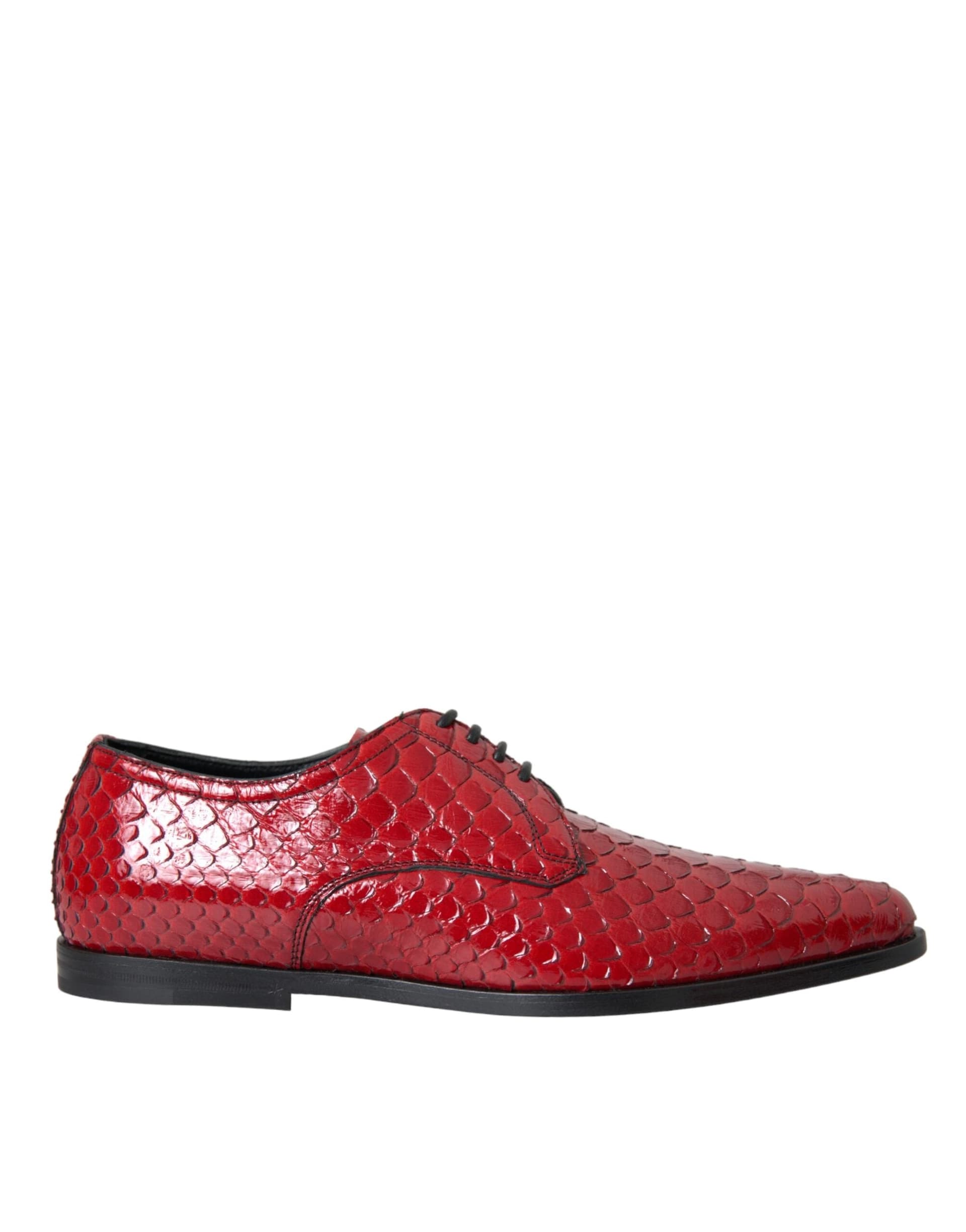 Dolce & Gabbana Red Textured Varnished Derby Men Formal Shoes - 5