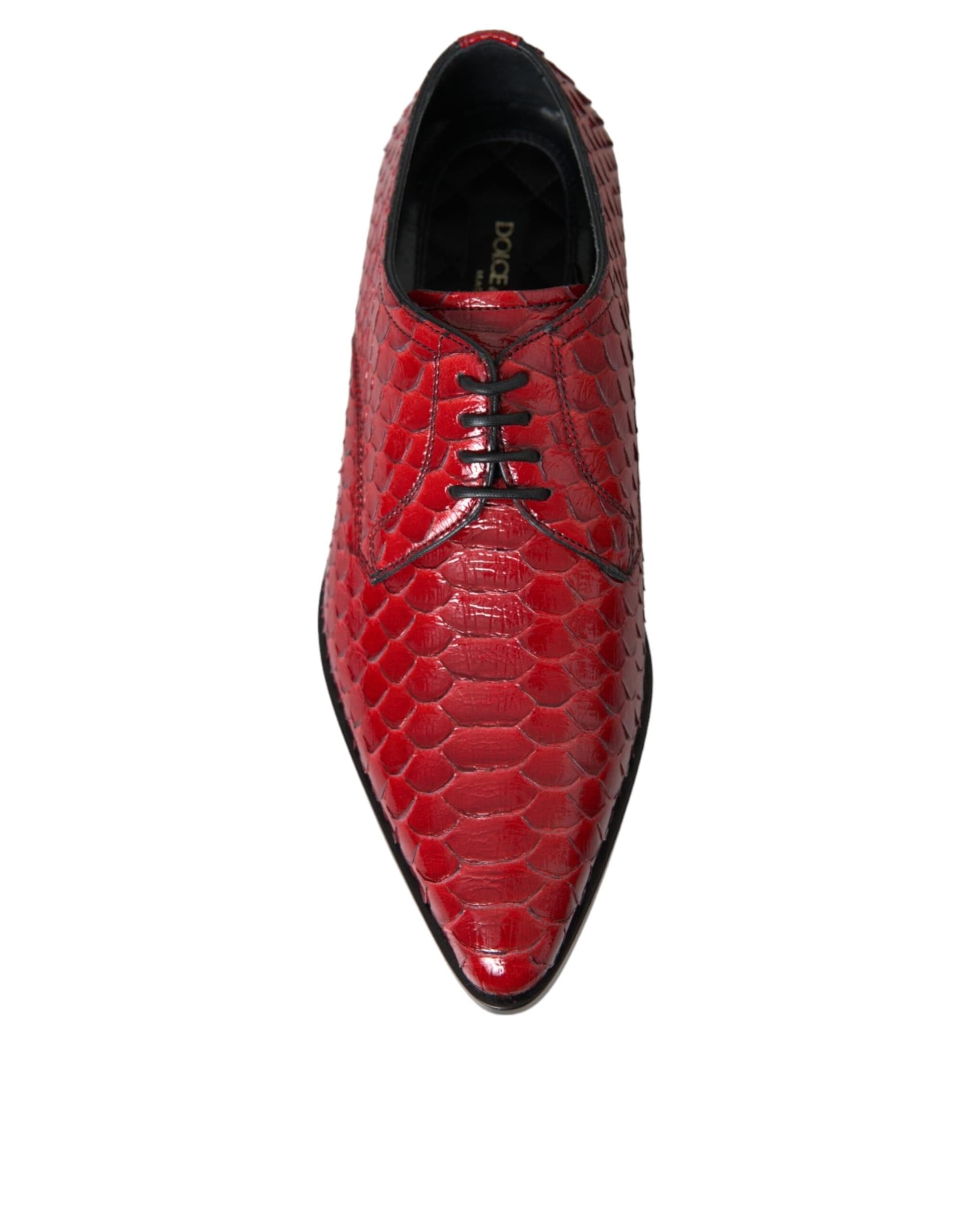 Dolce & Gabbana Red Textured Varnished Derby Men Formal Shoes - 8