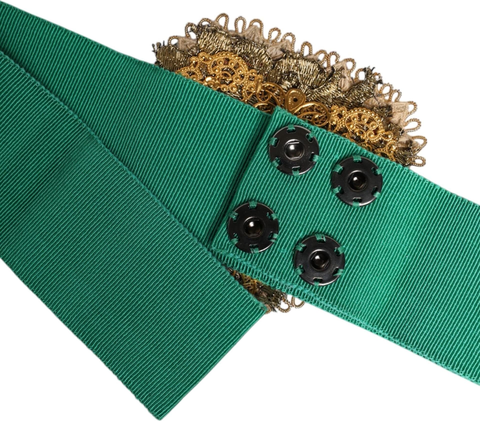 Dolce & Gabbana Green Stretch Wide Waist Heart Embellished Belt - 4