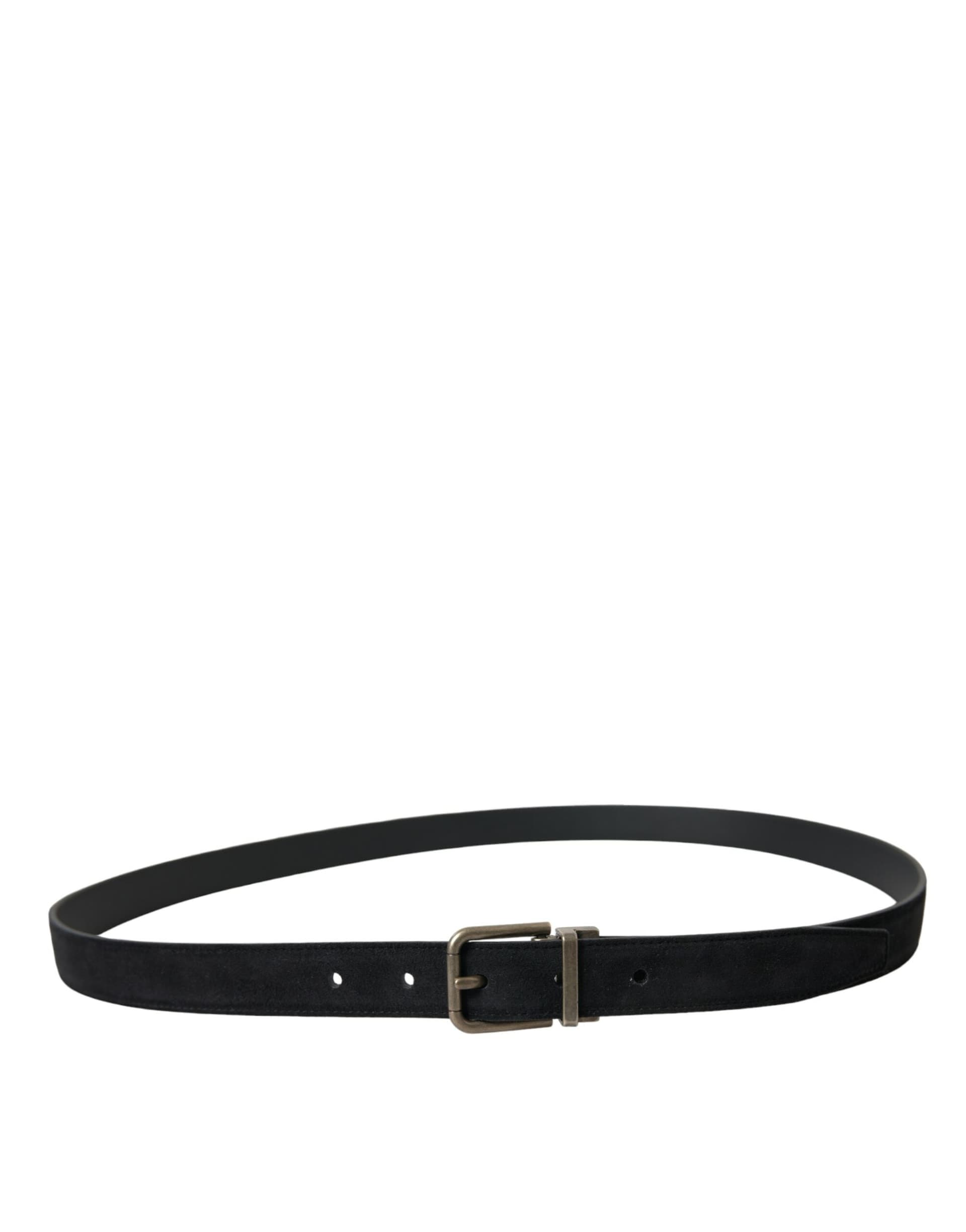 Dolce & Gabbana Black Goat Leather Antique Metal Buckle Belt - 2
