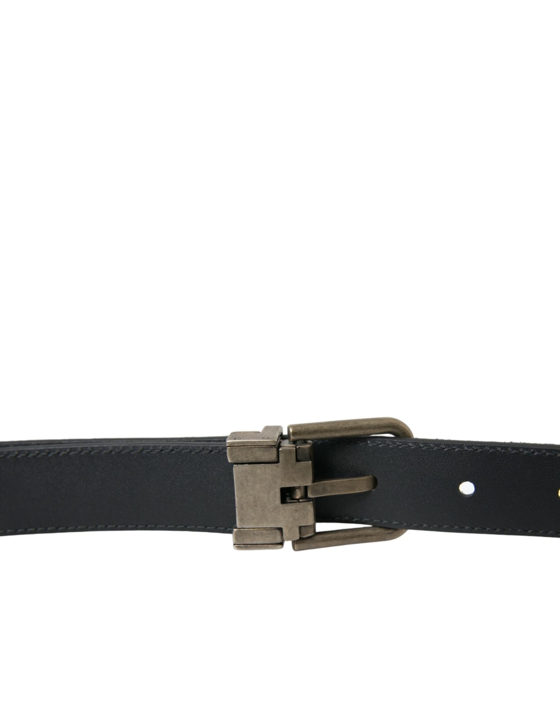 Dolce & Gabbana Black Goat Leather Antique Metal Buckle Belt - 4
