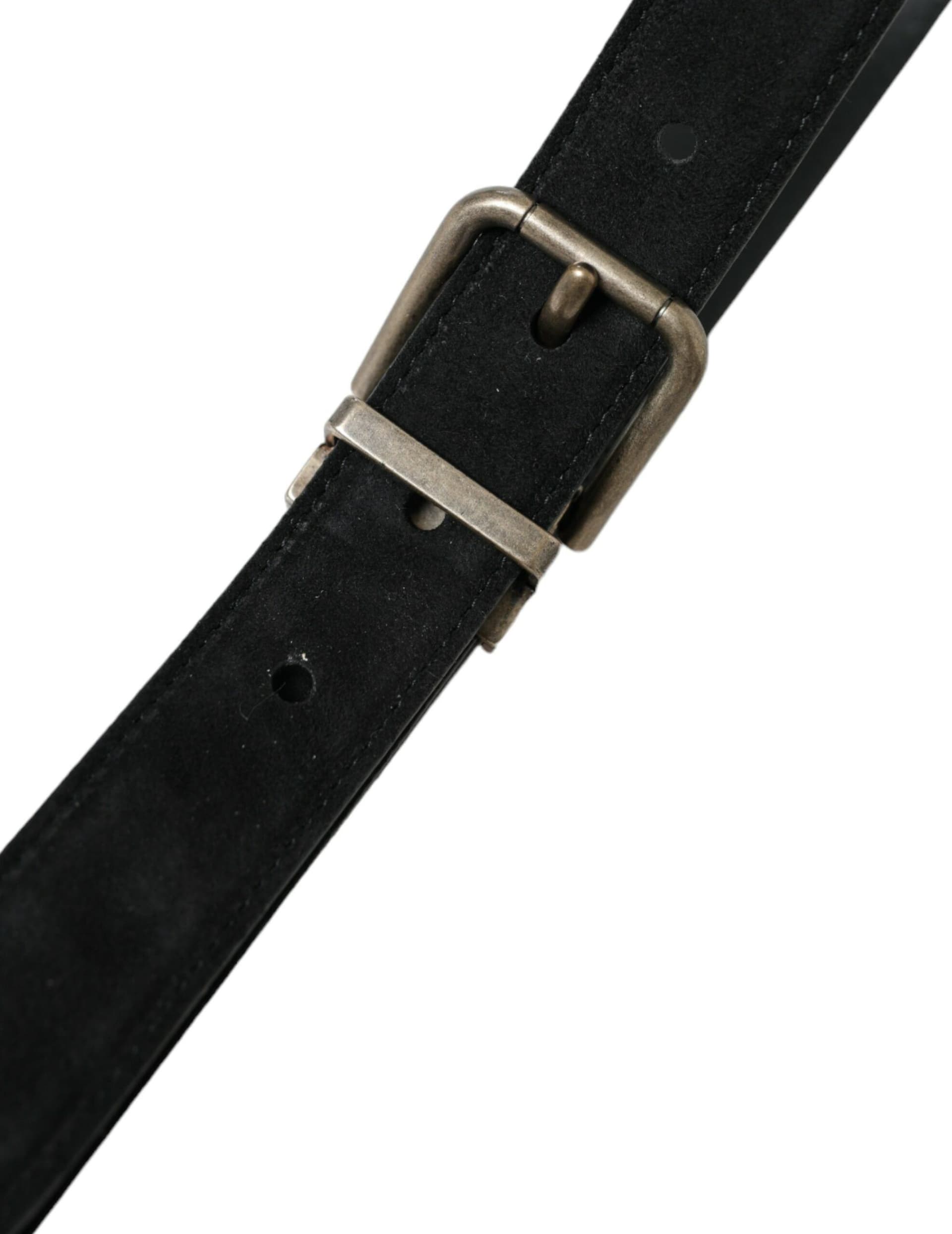 Dolce & Gabbana Black Goat Leather Antique Metal Buckle Belt - 5