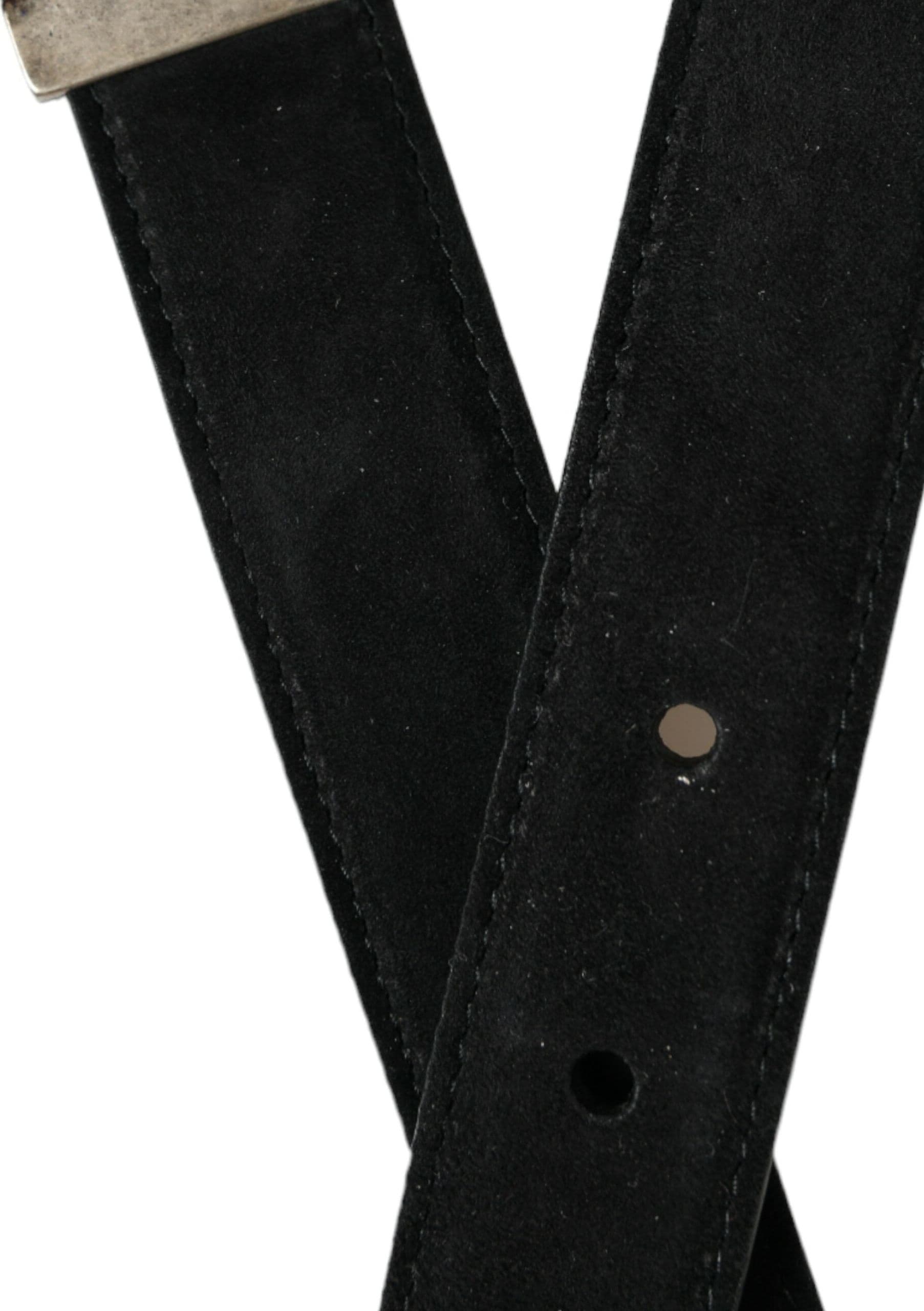 Dolce & Gabbana Black Goat Leather Antique Metal Buckle Belt - 6