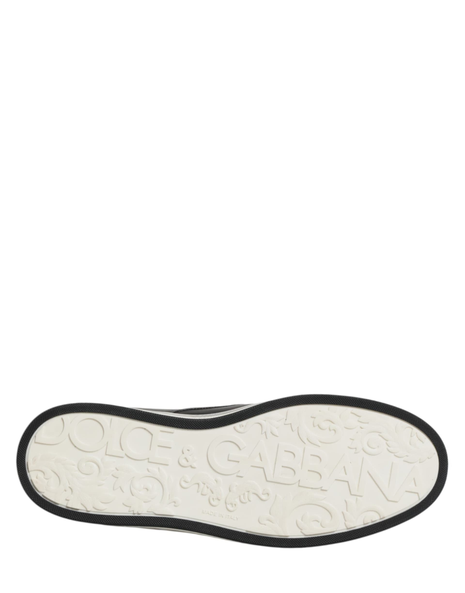 Dolce & Gabbana Black Leather Signature Figures Sneakers Shoes - 8