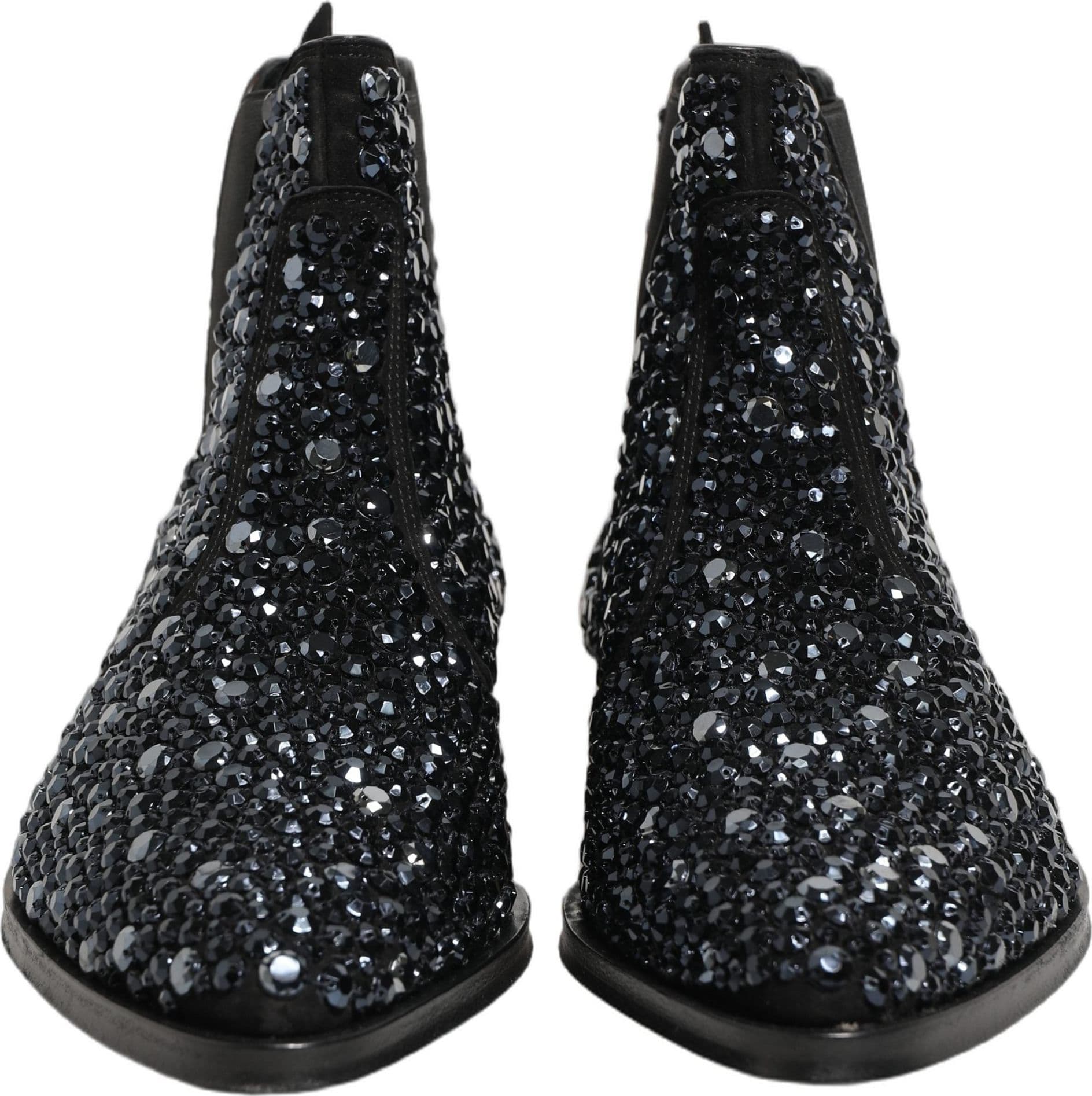 Dolce & Gabbana Black Embellished Chelsea Ankle Boots Shoes - 6