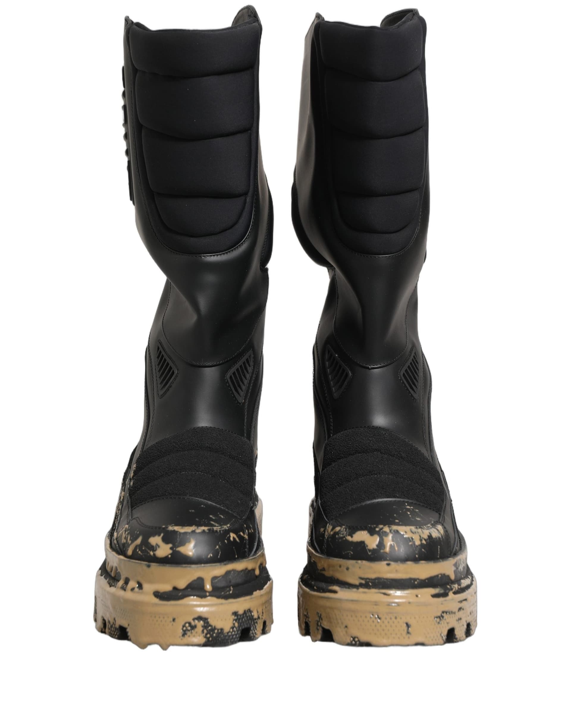 Dolce & Gabbana Black Leather Biker Mid Calf Men Boots Shoes - 2