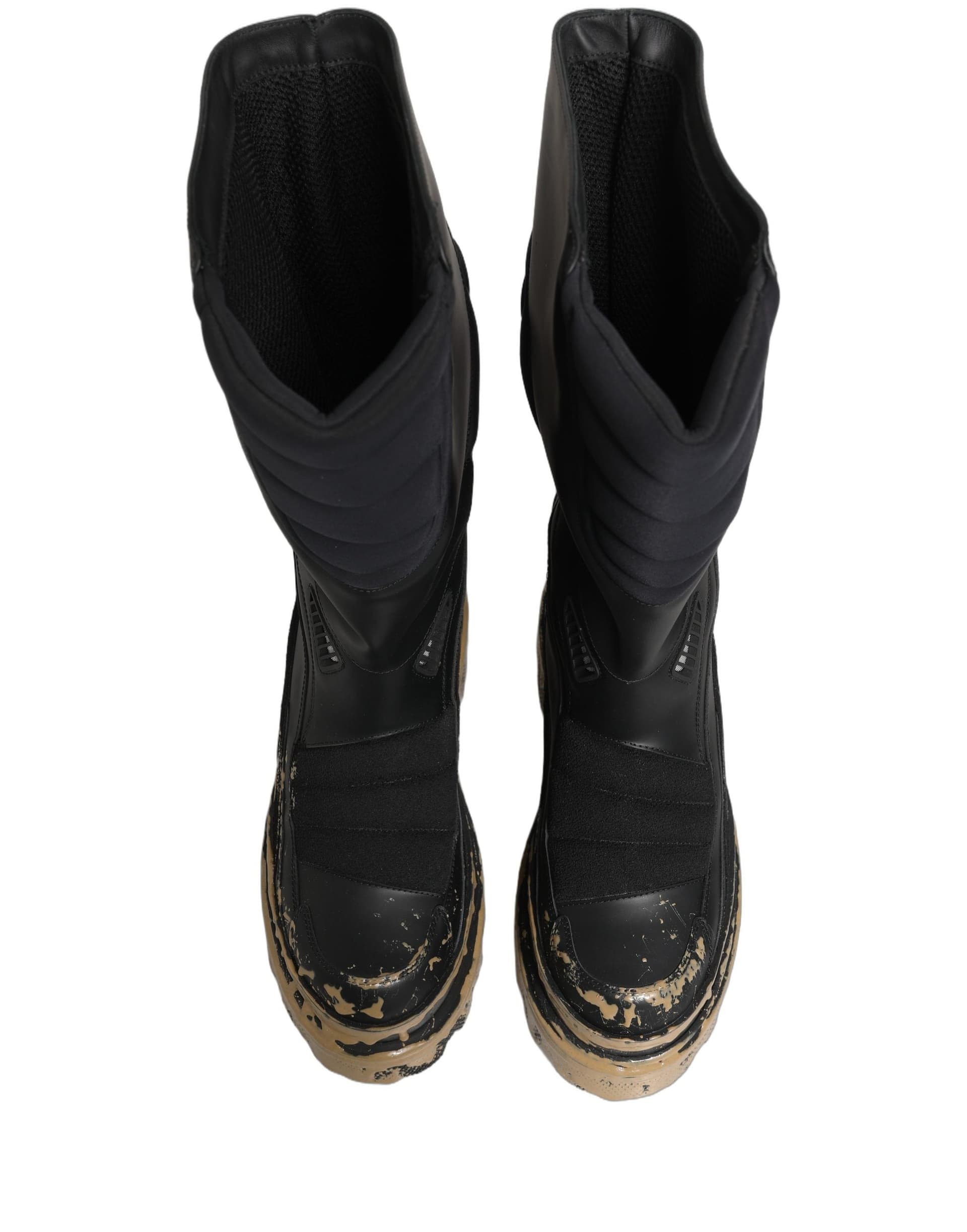 Dolce & Gabbana Black Leather Biker Mid Calf Men Boots Shoes - 3