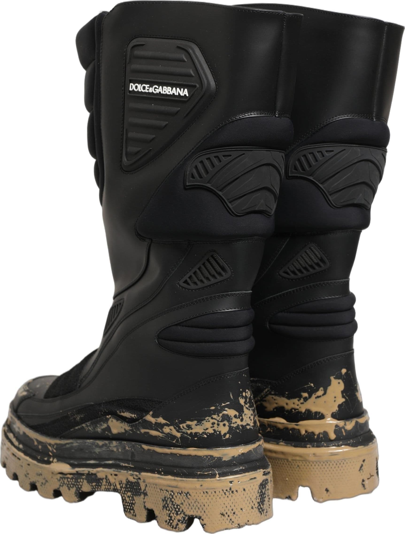 Dolce & Gabbana Black Leather Biker Mid Calf Men Boots Shoes - 5