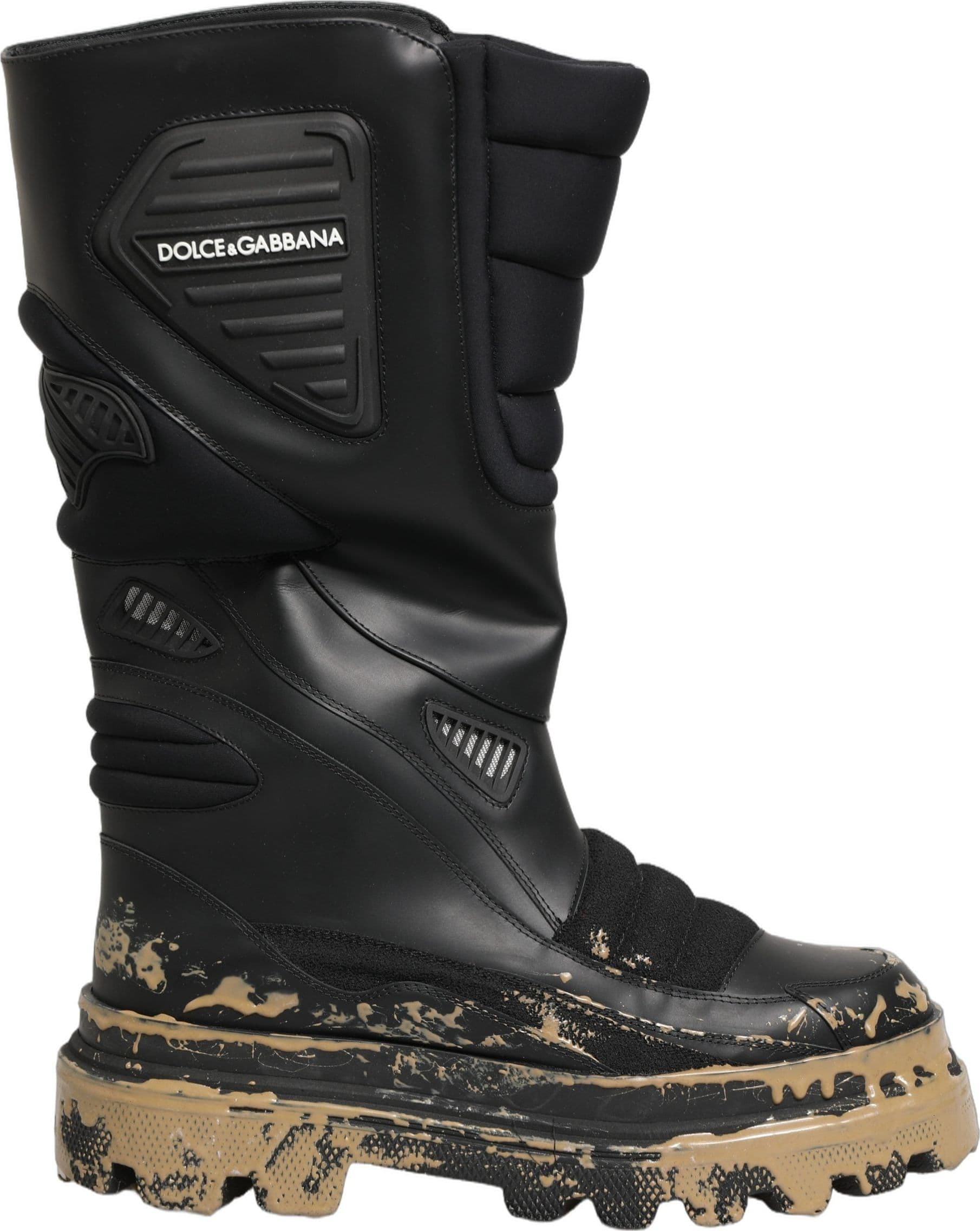 Dolce & Gabbana Black Leather Biker Mid Calf Men Boots Shoes - 8