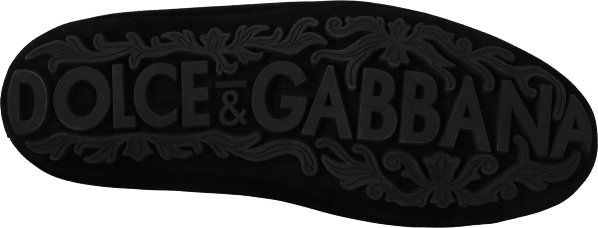 Dolce & Gabbana Black Leather Crystal Gold Crown Loafers Shoes - 6