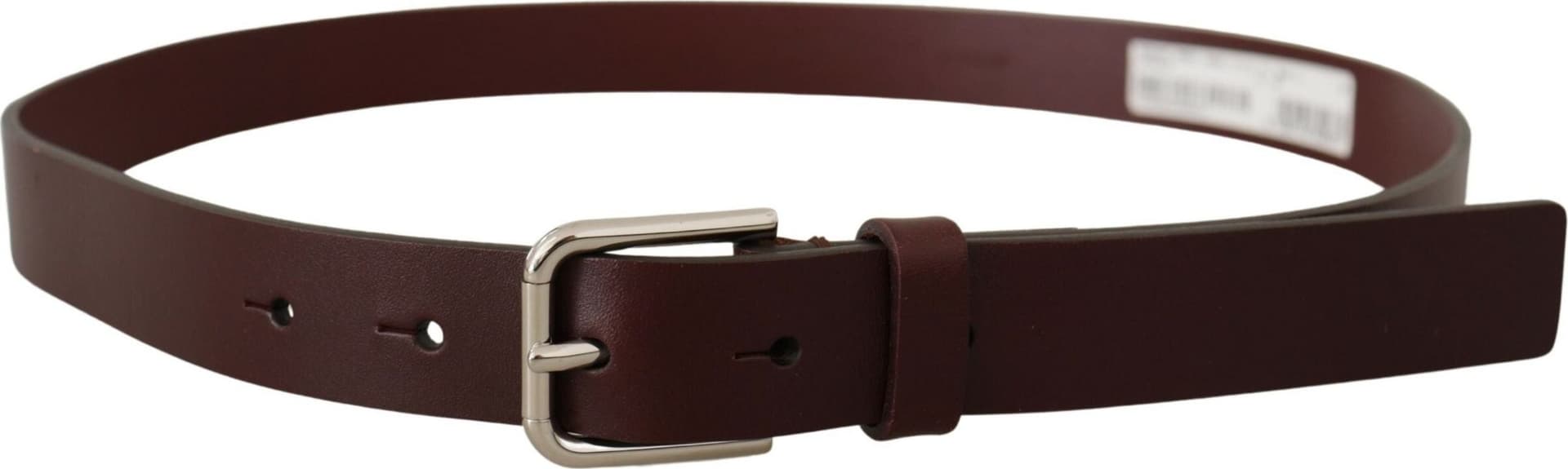 Dolce & Gabbana Maroon Calf Leather Silver Tone Metal Buckle Belt - 2
