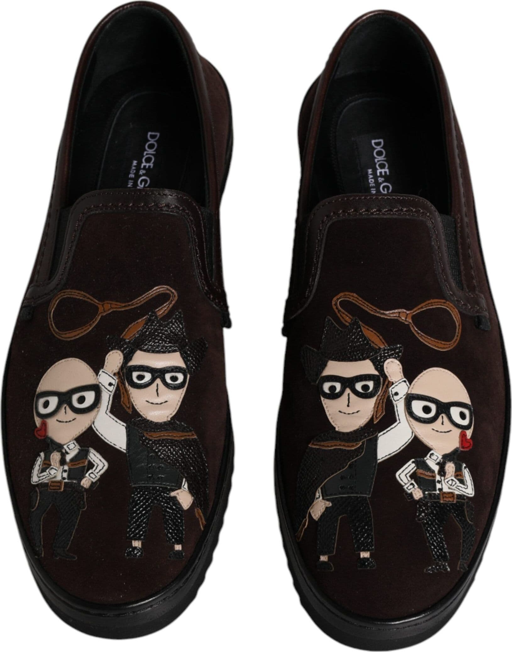 Dolce & Gabbana Brown Suede DG Family Slip On Flats Shoes - 2