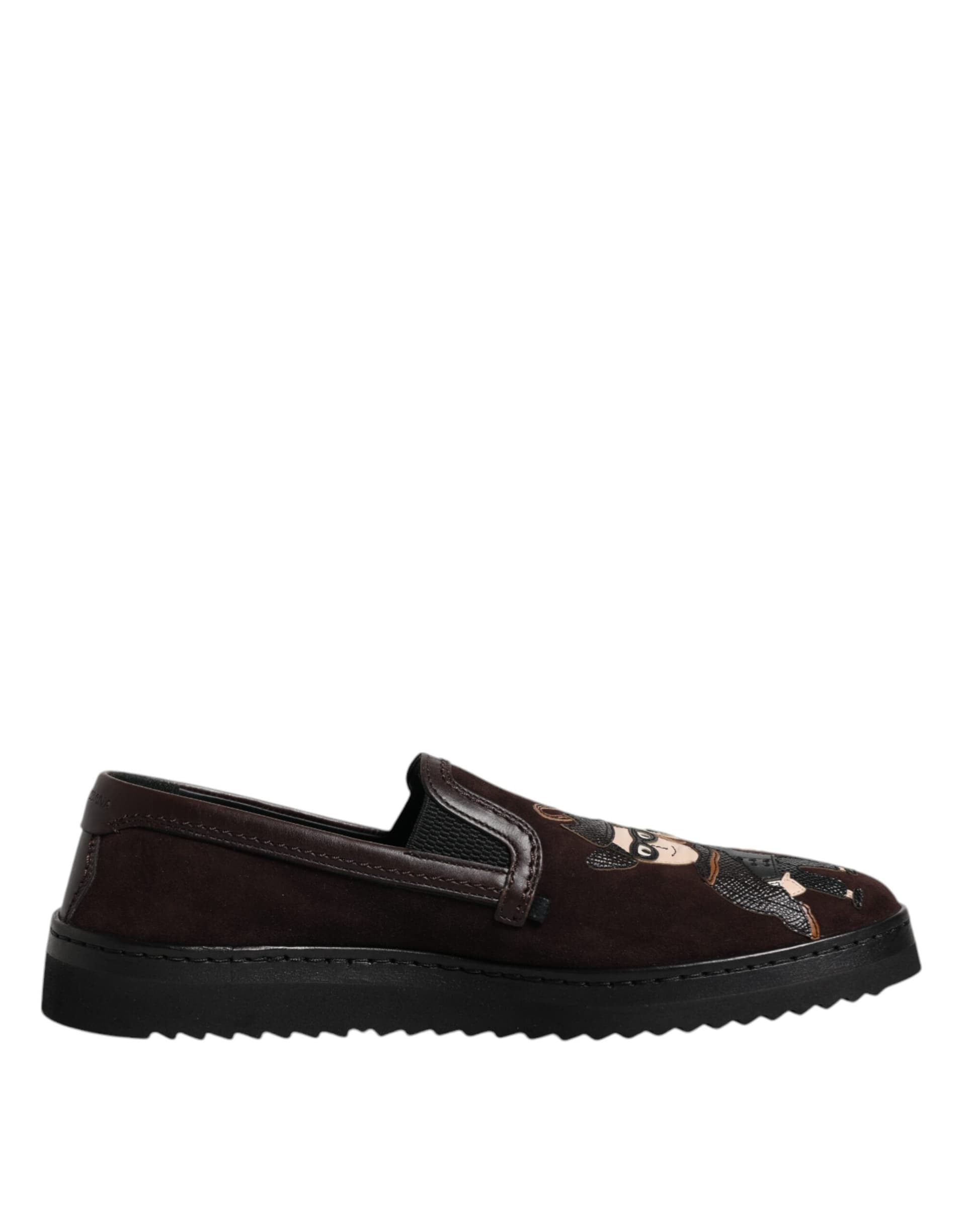 Dolce & Gabbana Brown Suede DG Family Slip On Flats Shoes - 6