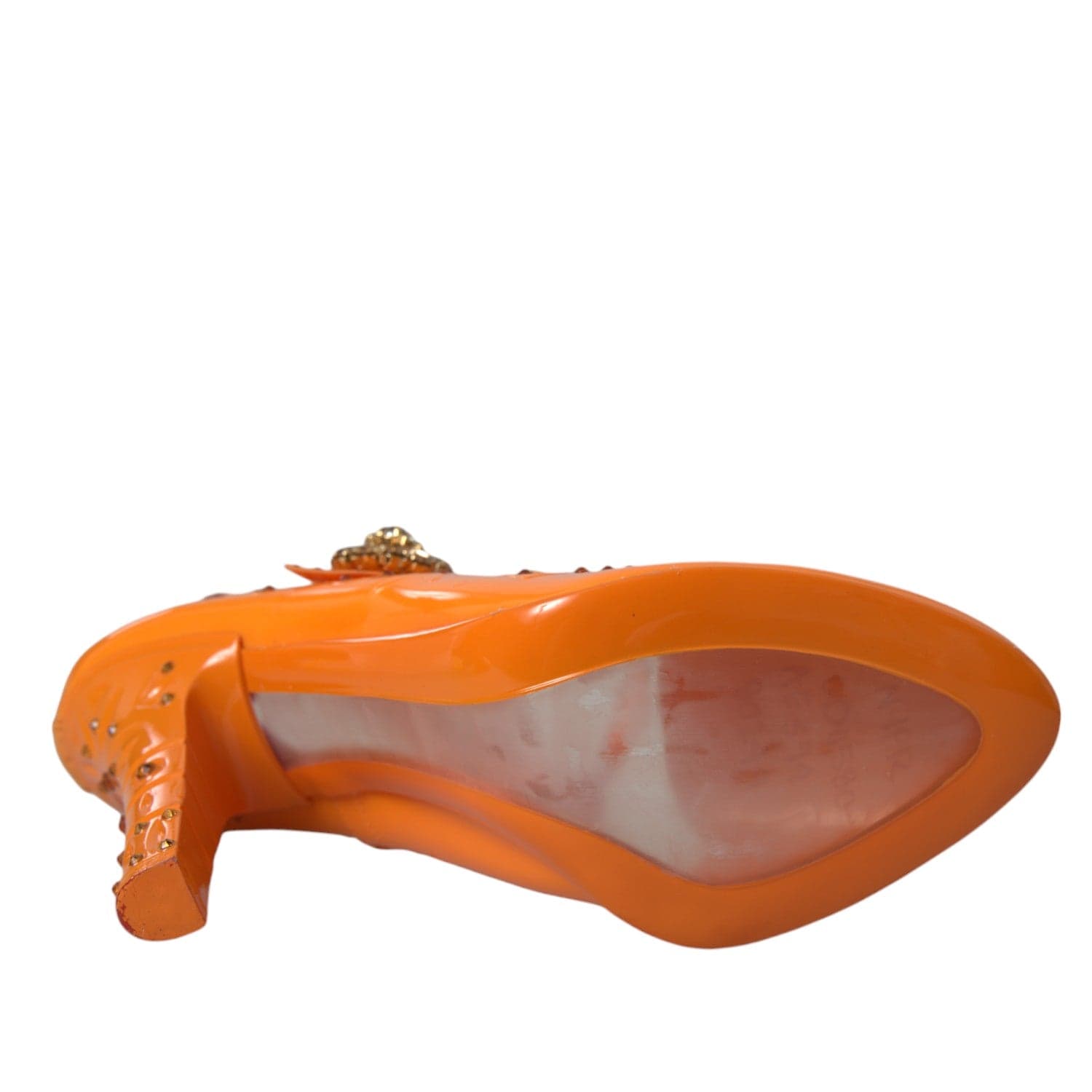 Dolce & Gabbana Orange CINDERELLA Floral Crystal Pumps Shoes - 6