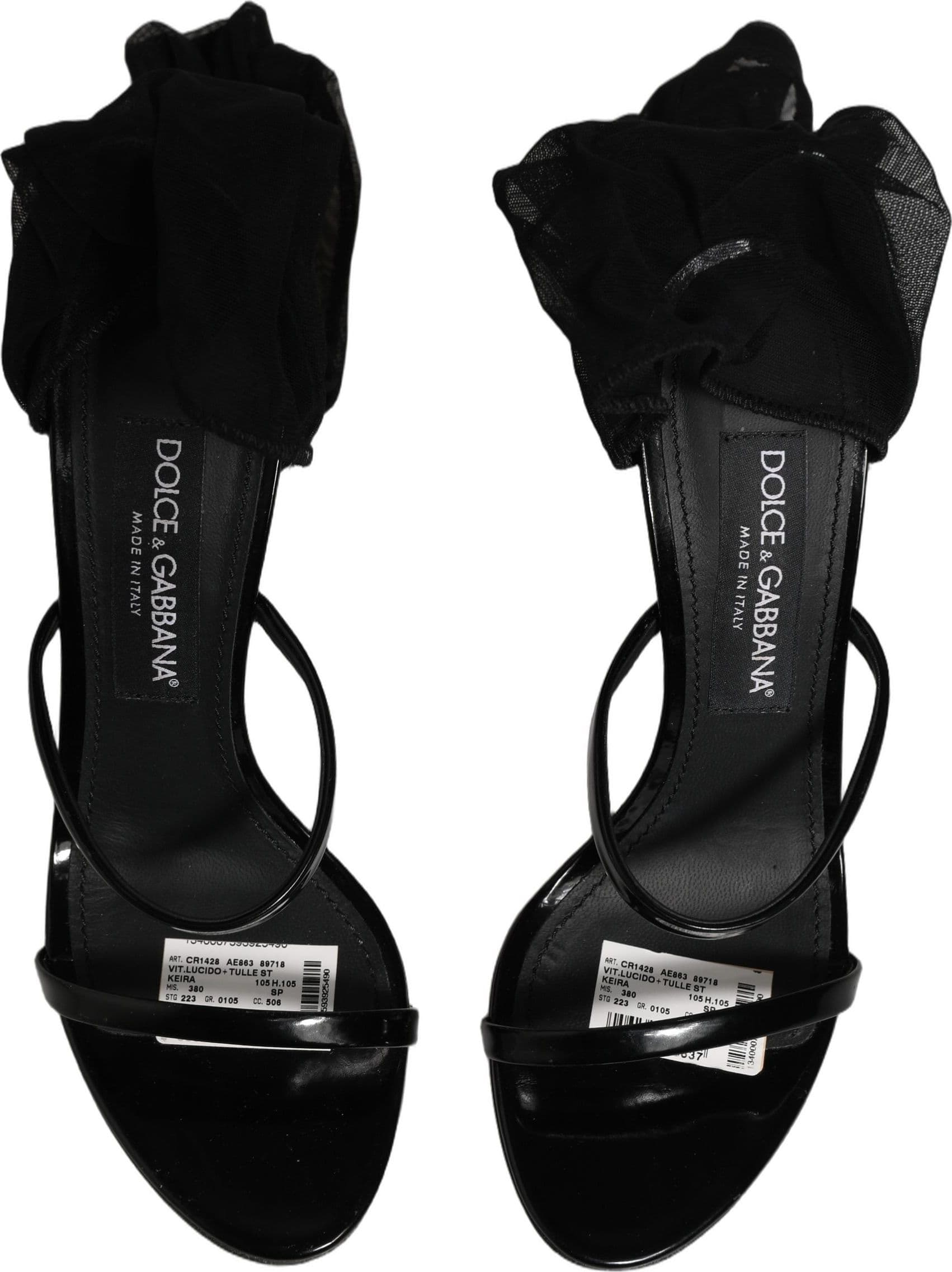 Dolce & Gabbana Stiletto Sandals Socks Knee High Boots Black - 3