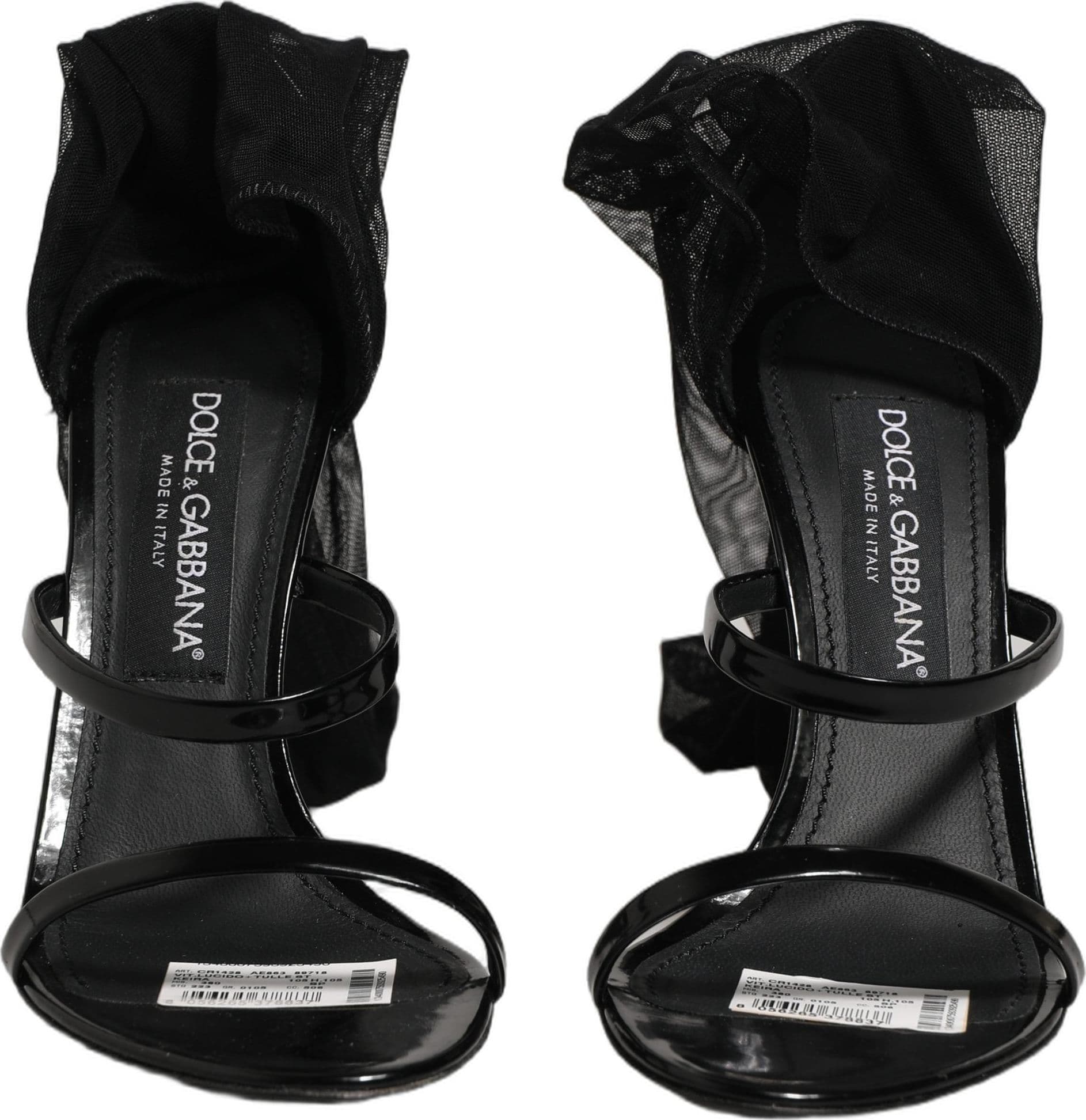 Dolce & Gabbana Stiletto Sandals Socks Knee High Boots Black - 4