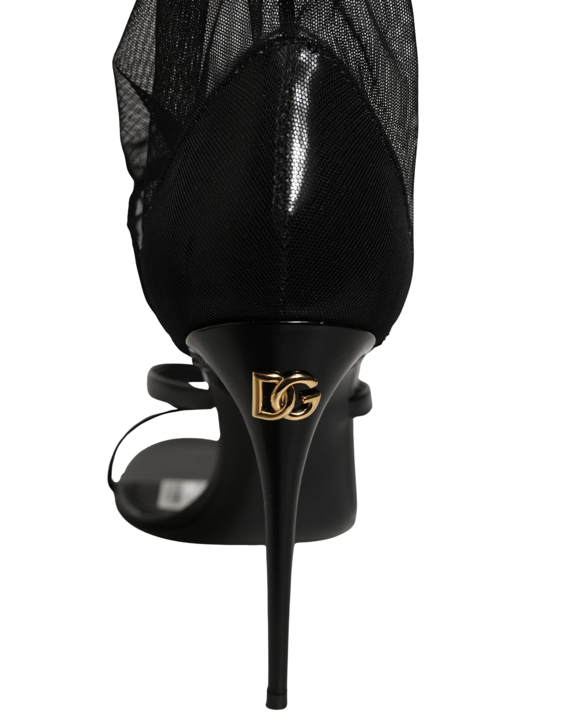 Dolce & Gabbana Stiletto Sandals Socks Knee High Boots Black - 5