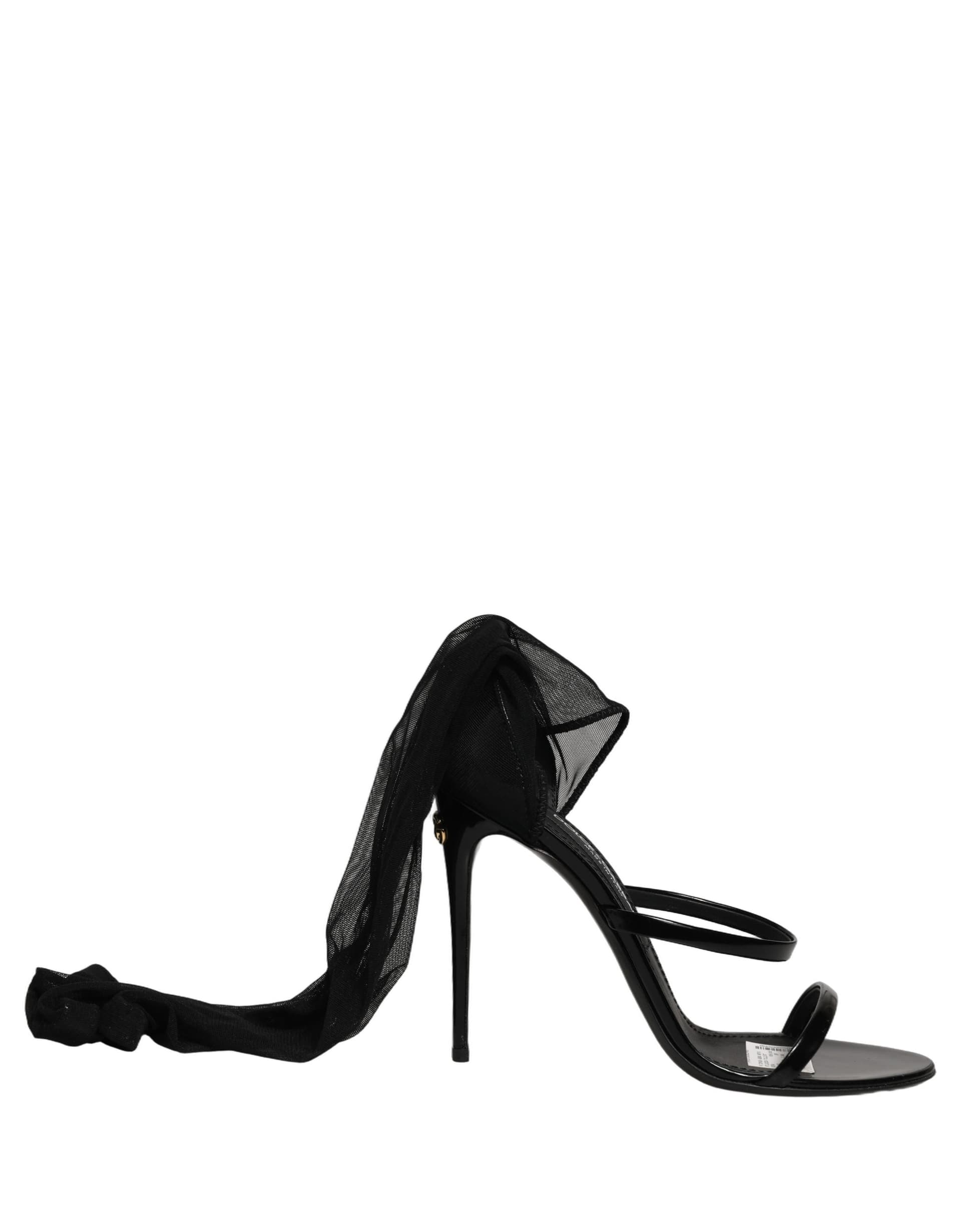 Dolce & Gabbana Stiletto Sandals Socks Knee High Boots Black - 7