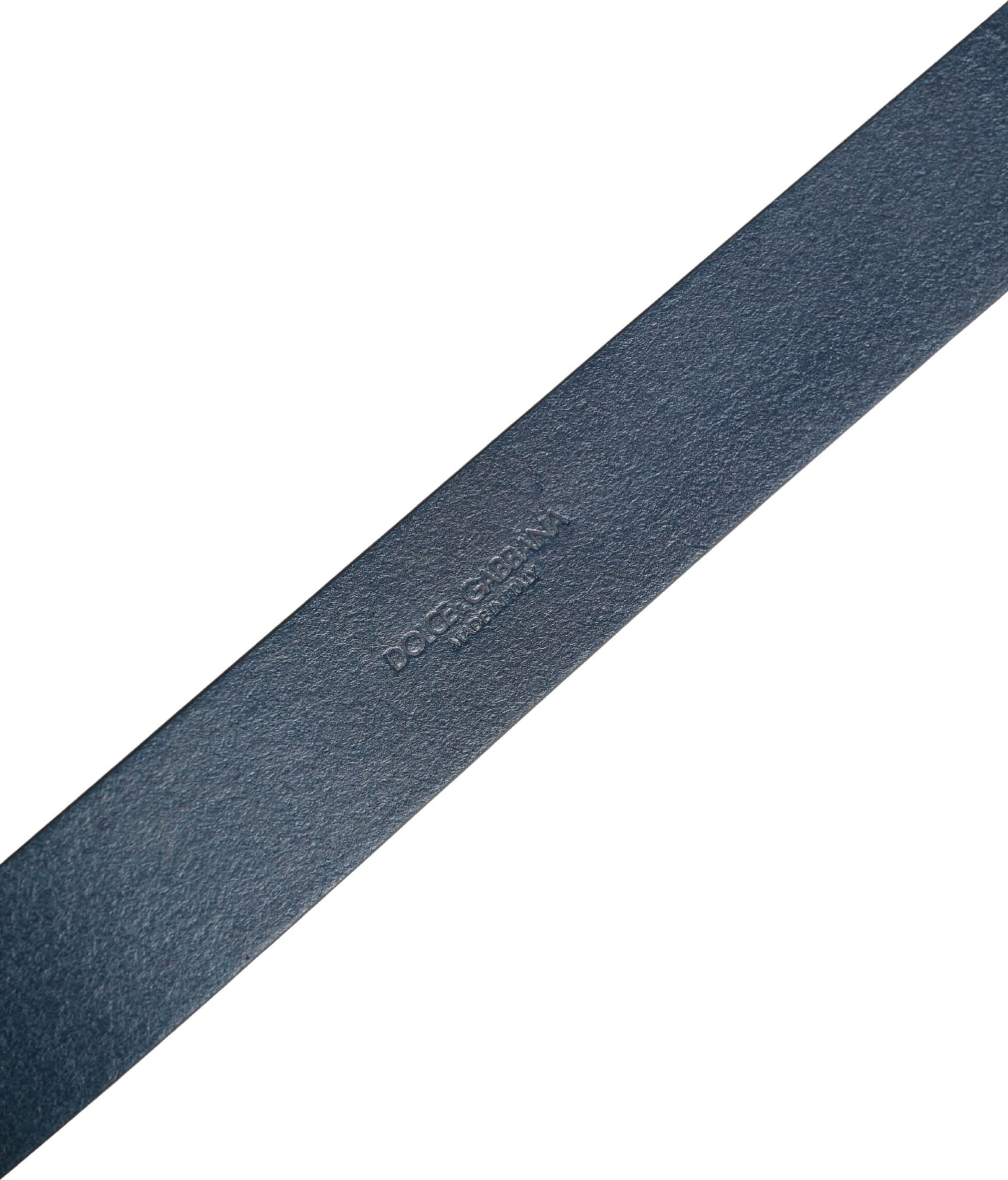 Dolce & Gabbana Blue Leather Logo Metal Buckle Men Belt - 6