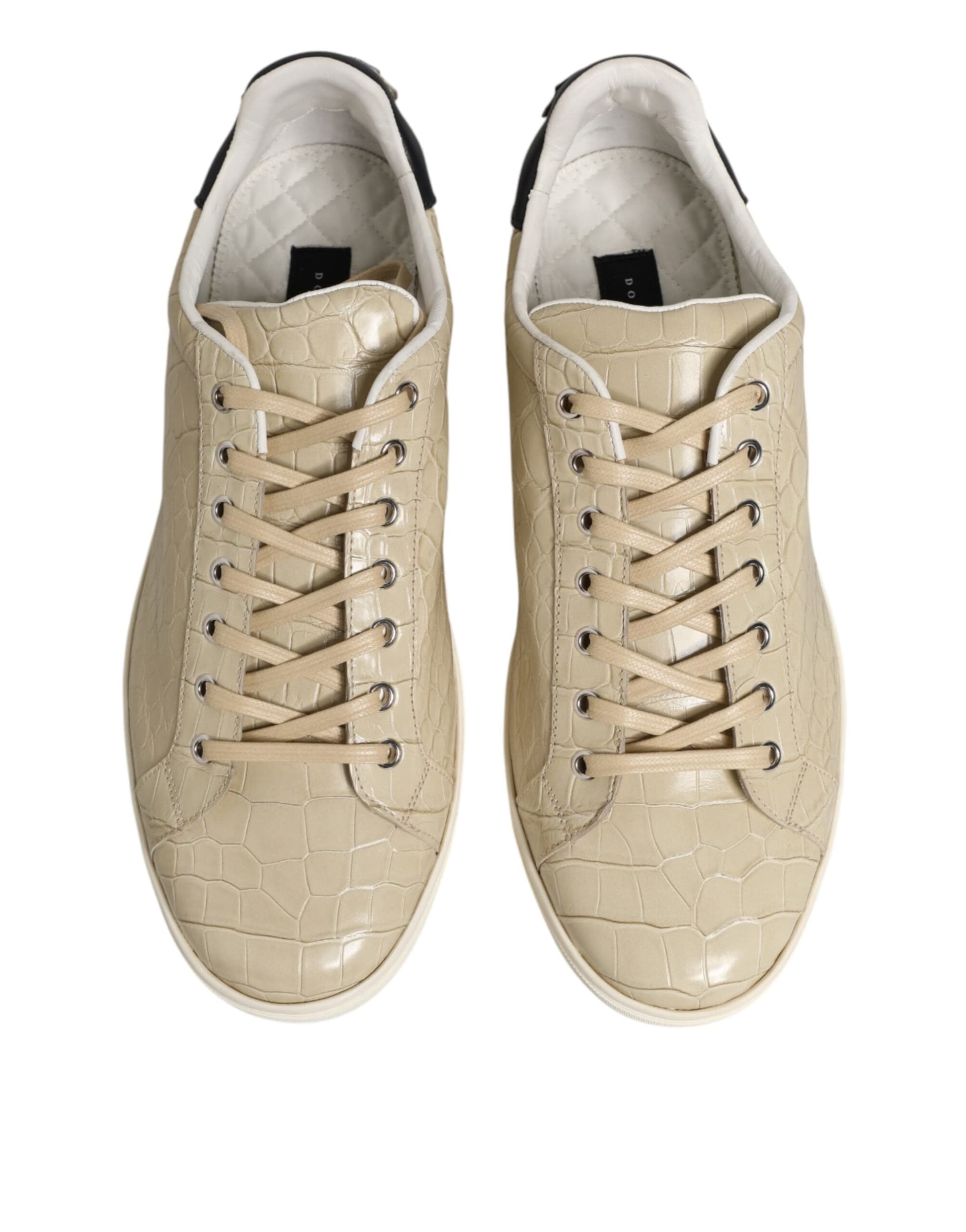 Dolce & Gabbana Beige London Low Top Leather Sneakers Shoes - 2