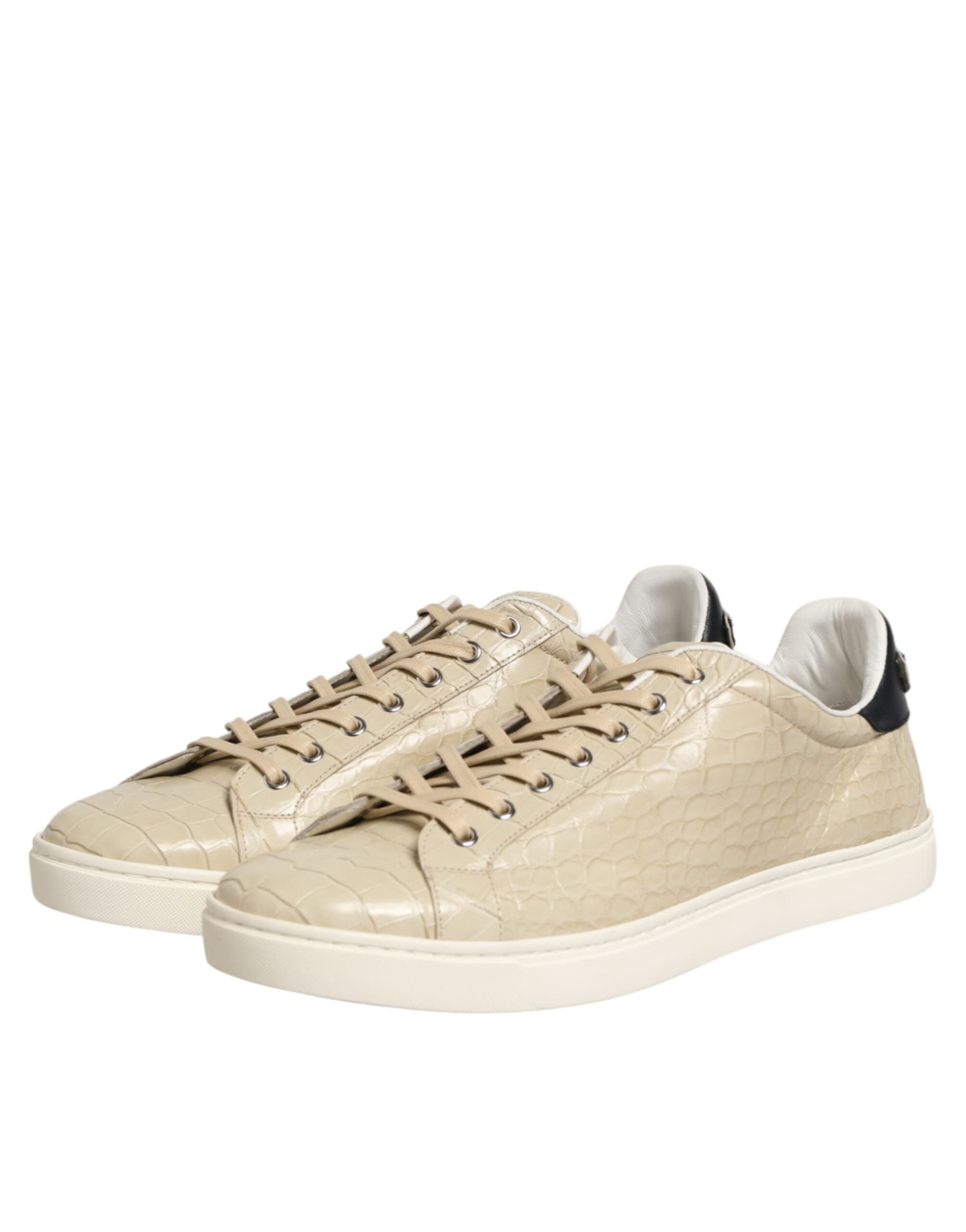 Dolce & Gabbana Beige London Low Top Leather Sneakers Shoes - 3